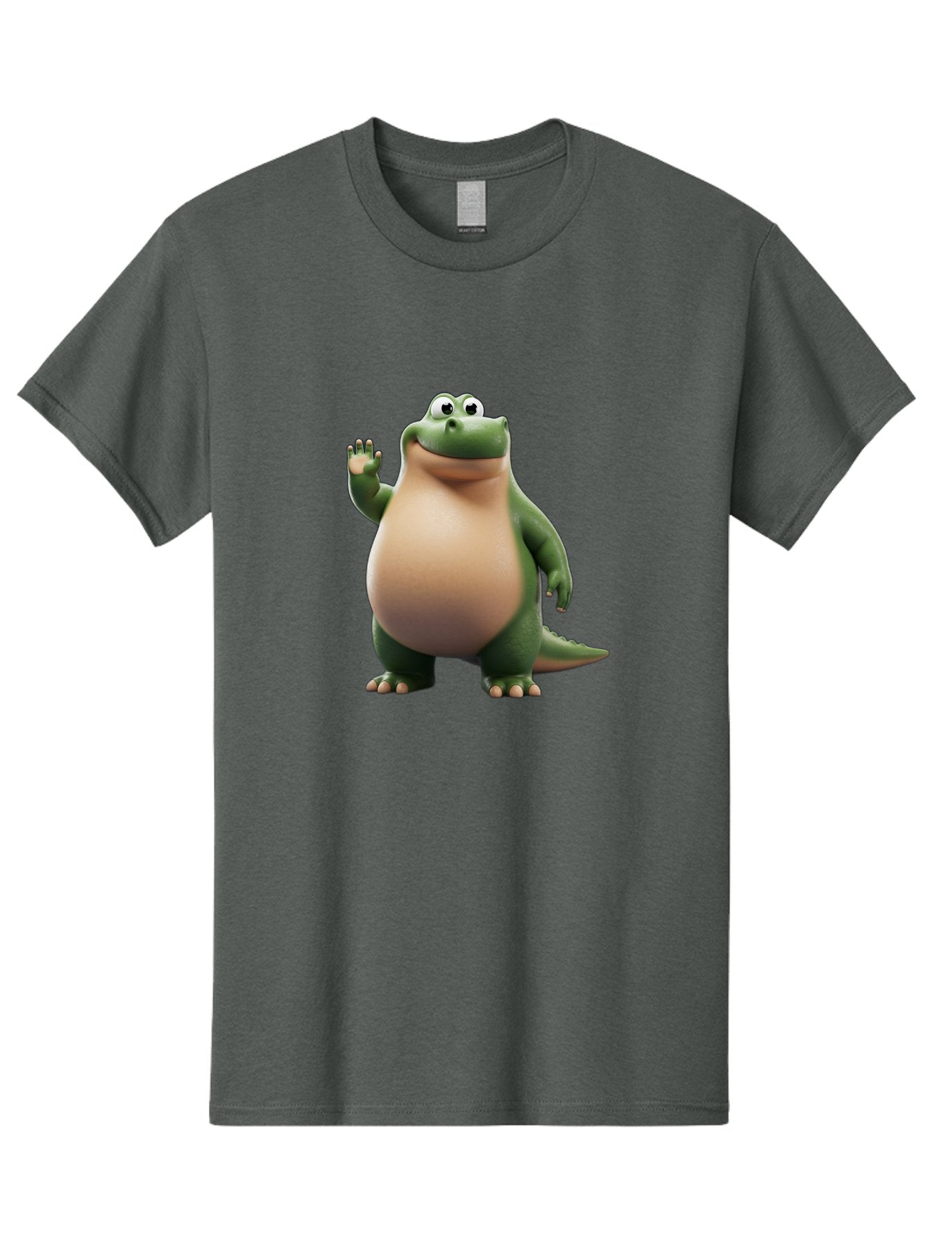 Arlo-2 Men'S Graphic Tee, 100% Cotton, Comfortable Casual Summer Wear, Machine Washable, Cartoon Dinosaur, Green And Tan Colors, Smiling Face, Waving Hand, Friendly Demeanor, Prehistoric Creature, Animated Character, Funny Pose Bae355 14