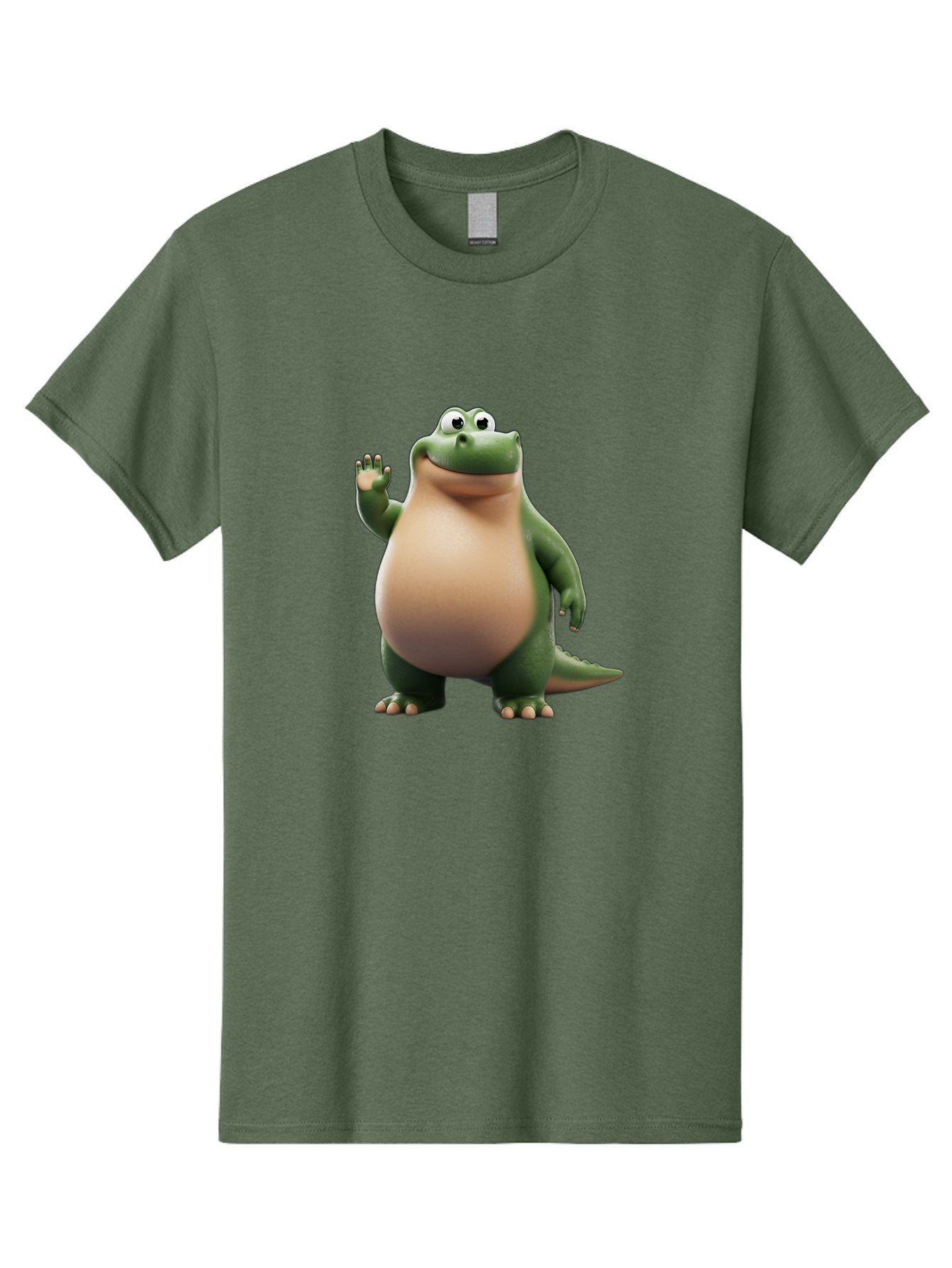 Arlo-2 Men'S Graphic Tee, 100% Cotton, Comfortable Casual Summer Wear, Machine Washable, Cartoon Dinosaur, Green And Tan Colors, Smiling Face, Waving Hand, Friendly Demeanor, Prehistoric Creature, Animated Character, Funny Pose Bae355 12