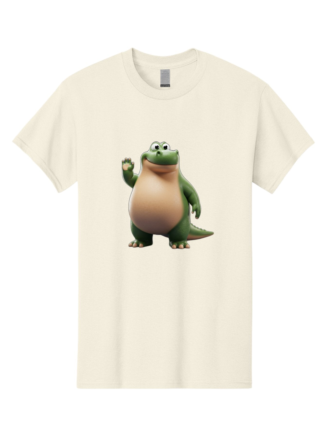 Arlo-2 Men'S Graphic Tee, 100% Cotton, Comfortable Casual Summer Wear, Machine Washable, Cartoon Dinosaur, Green And Tan Colors, Smiling Face, Waving Hand, Friendly Demeanor, Prehistoric Creature, Animated Character, Funny Pose Bae355 9