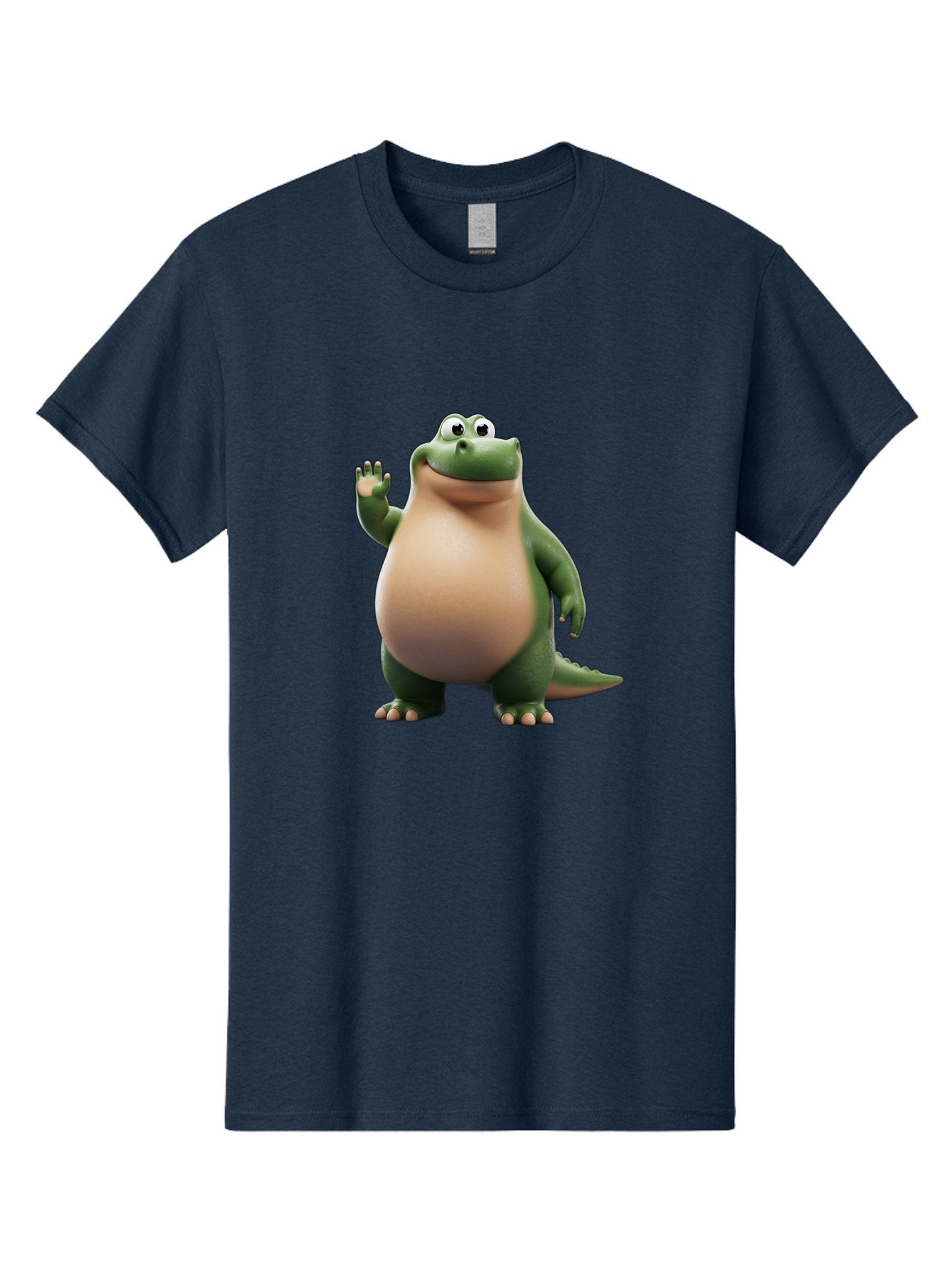 Arlo-2 Men'S Graphic Tee, 100% Cotton, Comfortable Casual Summer Wear, Machine Washable, Cartoon Dinosaur, Green And Tan Colors, Smiling Face, Waving Hand, Friendly Demeanor, Prehistoric Creature, Animated Character, Funny Pose Bae355