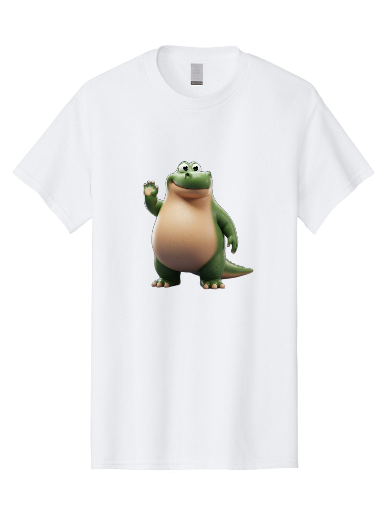 Arlo-2 Men'S Graphic Tee, 100% Cotton, Comfortable Casual Summer Wear, Machine Washable, Cartoon Dinosaur, Green And Tan Colors, Smiling Face, Waving Hand, Friendly Demeanor, Prehistoric Creature, Animated Character, Funny Pose Bae355 3