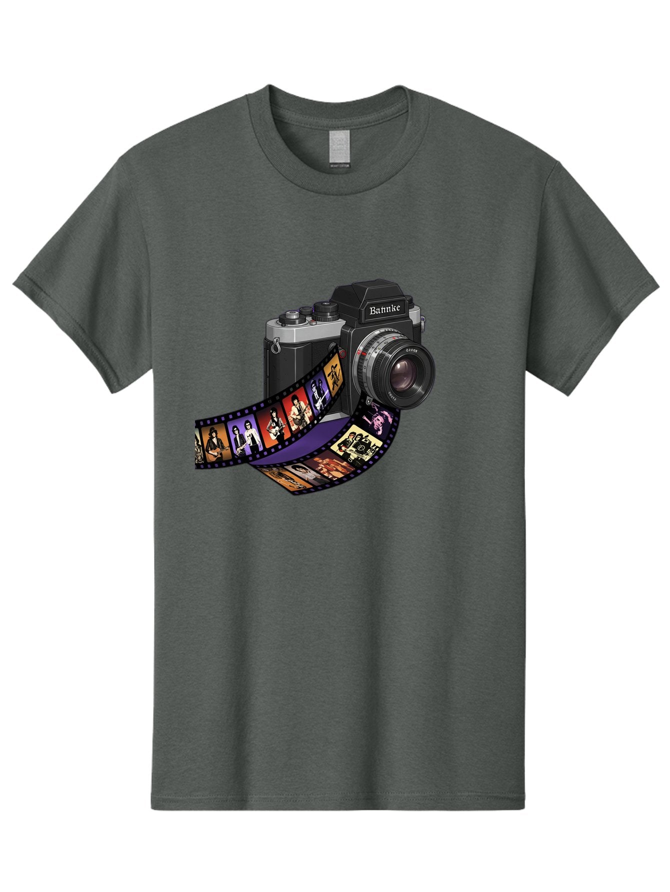 Bannke-Camera Men'S Graphic Tee, 100% Cotton, Comfortable Casual Summer Wear, Machine Washable, Vintage Camera, Film Strip, Photography, Bannke, Retro Style, Black And Silver, Lens, Camera Body, Film Reel, Photographers Bae357 14