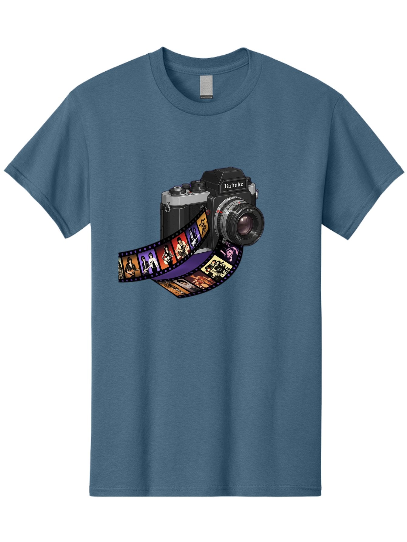 Bannke-Camera Men'S Graphic Tee, 100% Cotton, Comfortable Casual Summer Wear, Machine Washable, Vintage Camera, Film Strip, Photography, Bannke, Retro Style, Black And Silver, Lens, Camera Body, Film Reel, Photographers Bae357 9