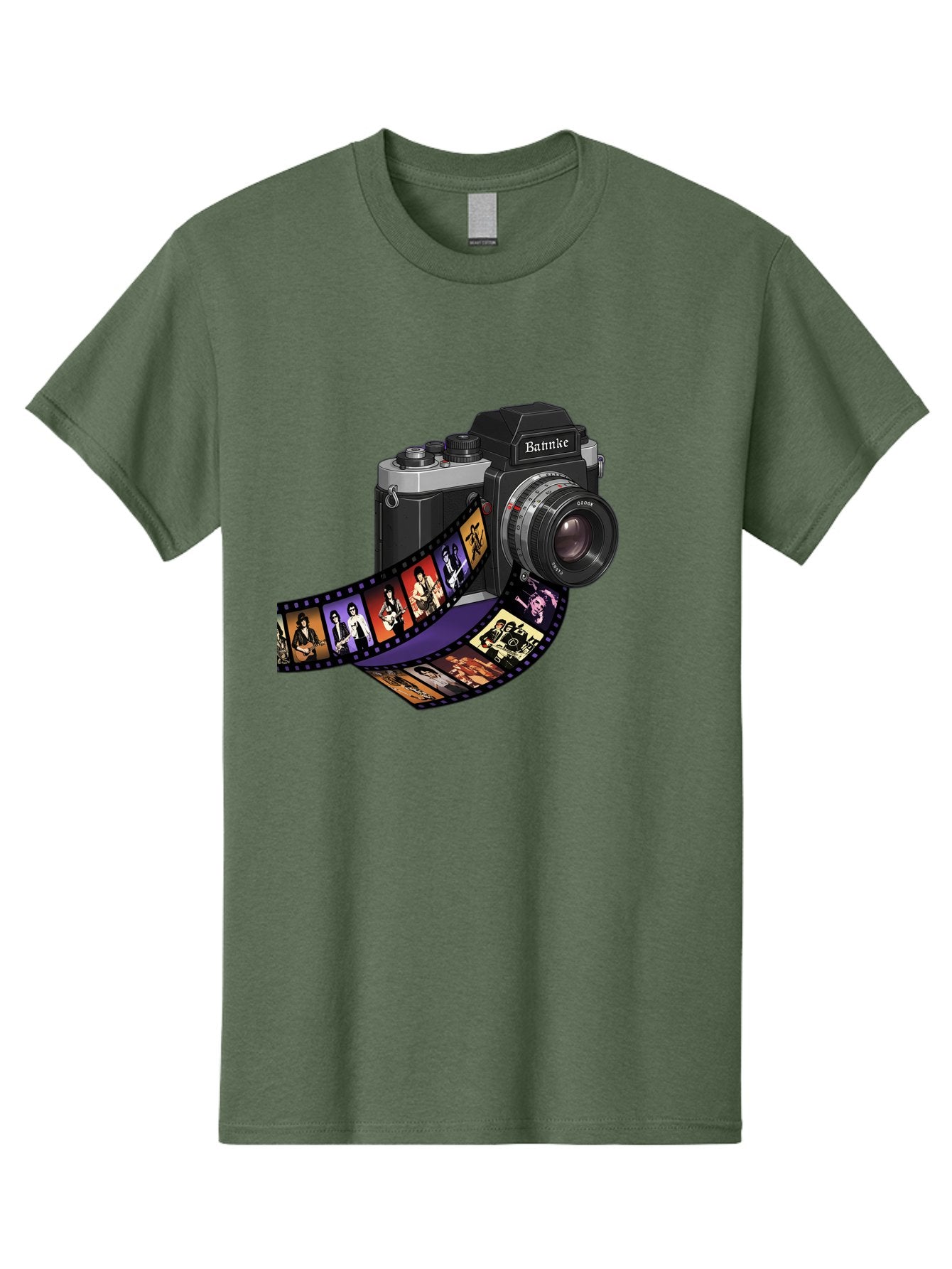Bannke-Camera Men'S Graphic Tee, 100% Cotton, Comfortable Casual Summer Wear, Machine Washable, Vintage Camera, Film Strip, Photography, Bannke, Retro Style, Black And Silver, Lens, Camera Body, Film Reel, Photographers Bae357 8