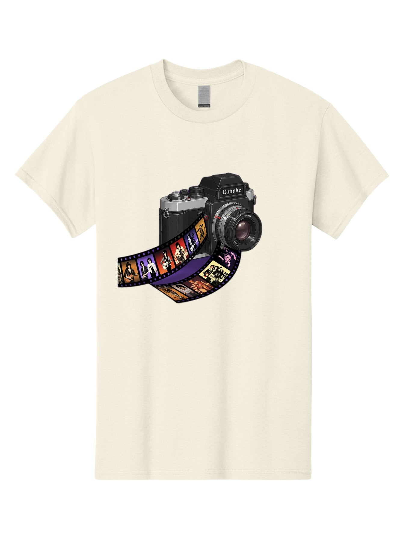Bannke-Camera Men'S Graphic Tee, 100% Cotton, Comfortable Casual Summer Wear, Machine Washable, Vintage Camera, Film Strip, Photography, Bannke, Retro Style, Black And Silver, Lens, Camera Body, Film Reel, Photographers Bae357 5