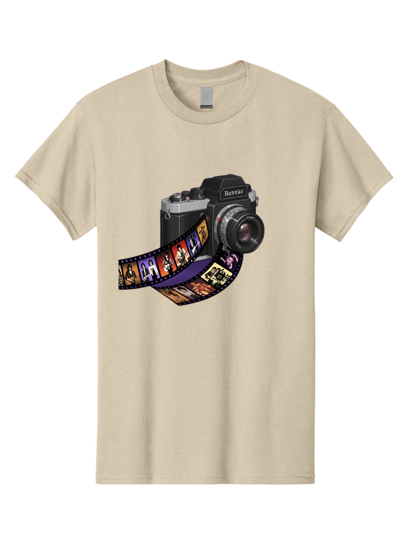 Bannke-Camera Men'S Graphic Tee, 100% Cotton, Comfortable Casual Summer Wear, Machine Washable, Vintage Camera, Film Strip, Photography, Bannke, Retro Style, Black And Silver, Lens, Camera Body, Film Reel, Photographers Bae357 15