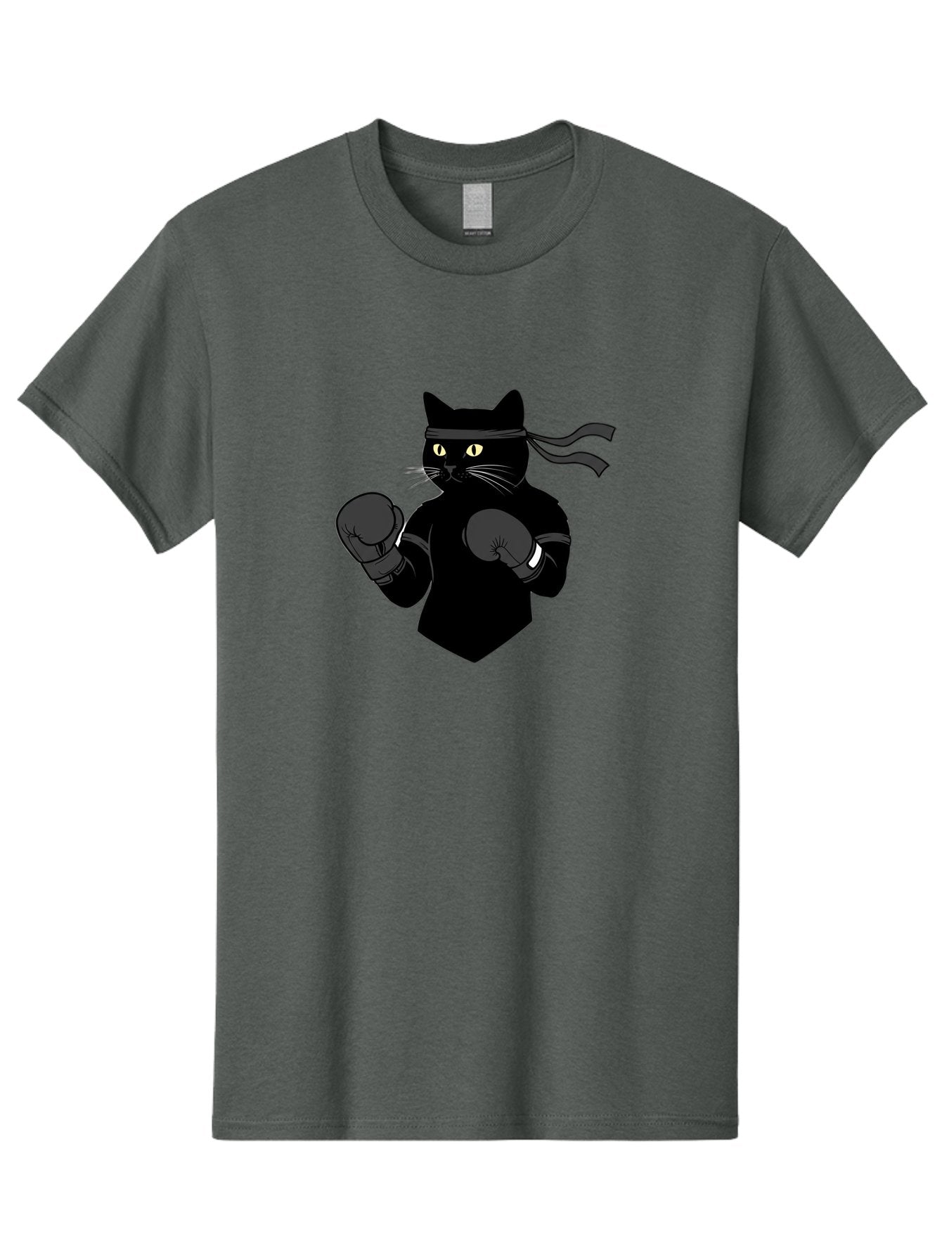 Black-Cat-Ninja-Boxing Men'S Graphic Tee, 100% Cotton, Comfortable Casual Summer Wear, Machine Washable, Ninja Cat, Black Cat, Boxing Gloves, Martial Arts, Ninja Costume, Cartoon Character, Fighting Stance, Funny Animal, Ninja Mask, Cute Cat Bae360 6