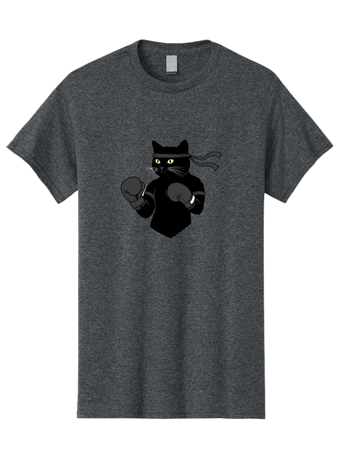 Black-Cat-Ninja-Boxing Men'S Graphic Tee, 100% Cotton, Comfortable Casual Summer Wear, Machine Washable, Ninja Cat, Black Cat, Boxing Gloves, Martial Arts, Ninja Costume, Cartoon Character, Fighting Stance, Funny Animal, Ninja Mask, Cute Cat Bae360 15