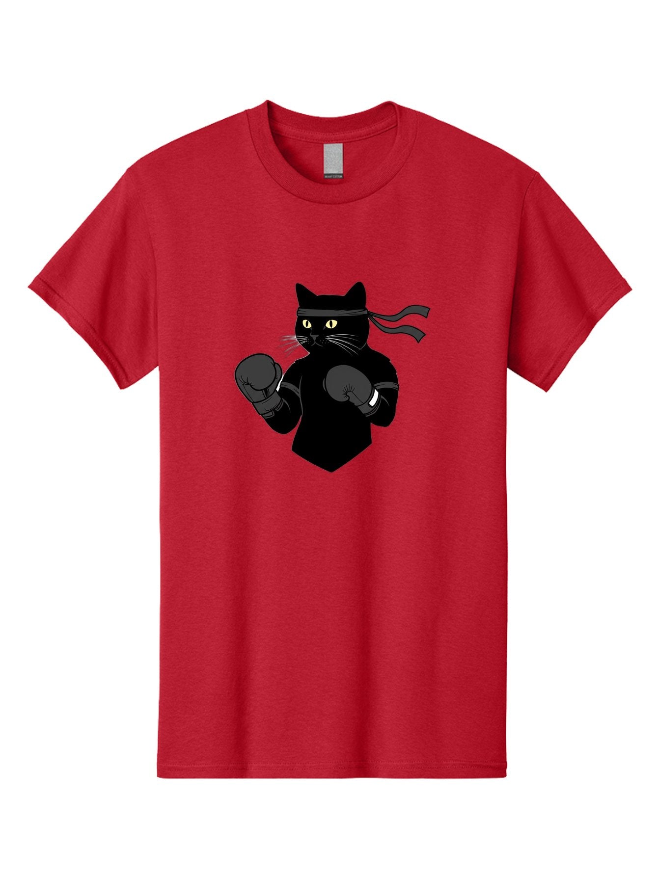 Black-Cat-Ninja-Boxing Men'S Graphic Tee, 100% Cotton, Comfortable Casual Summer Wear, Machine Washable, Ninja Cat, Black Cat, Boxing Gloves, Martial Arts, Ninja Costume, Cartoon Character, Fighting Stance, Funny Animal, Ninja Mask, Cute Cat Bae360 8