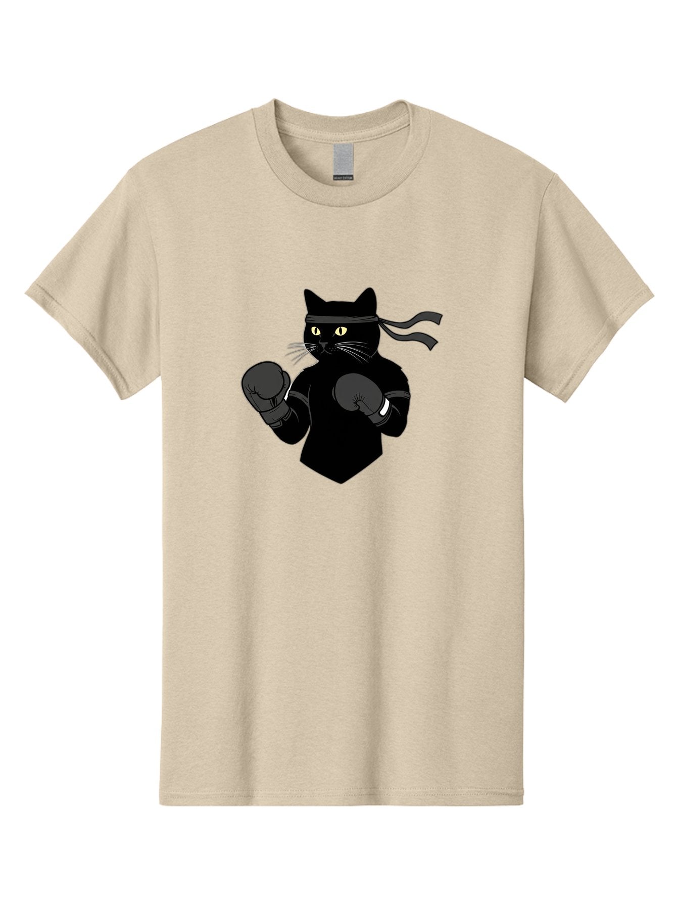 Black-Cat-Ninja-Boxing Men'S Graphic Tee, 100% Cotton, Comfortable Casual Summer Wear, Machine Washable, Ninja Cat, Black Cat, Boxing Gloves, Martial Arts, Ninja Costume, Cartoon Character, Fighting Stance, Funny Animal, Ninja Mask, Cute Cat Bae360 9
