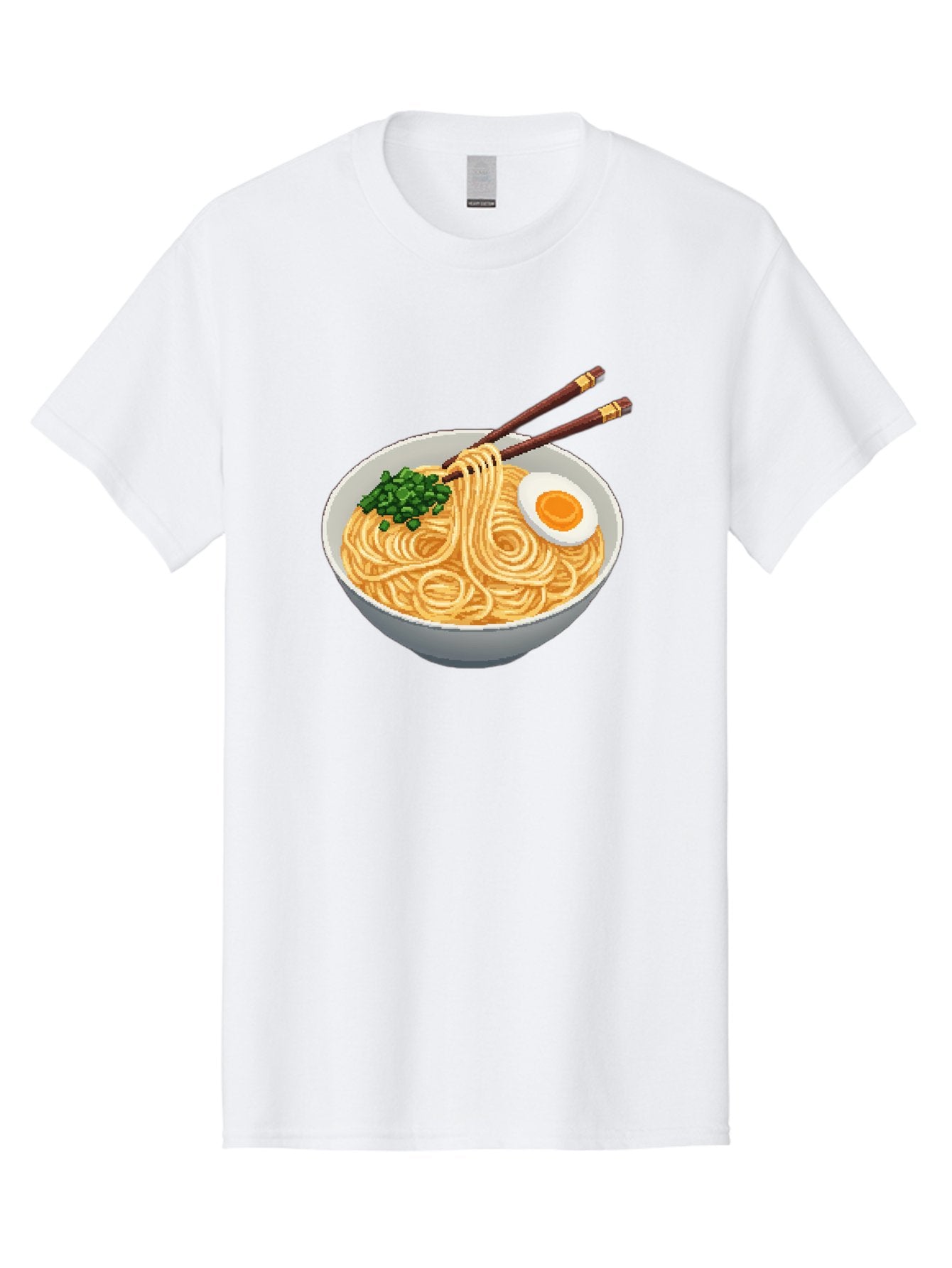 Bowl-Of-Ramen-1 Men'S Graphic Tee, 100% Cotton, Comfortable Casual Summer Wear, Machine Washable, Steaming Bowl Of Ramen, Noodles, Boiled Egg, Green Onions, Chopsticks, Japanese Cuisine, Comfort Food, Savory Dish, Noodle Soup Bae361