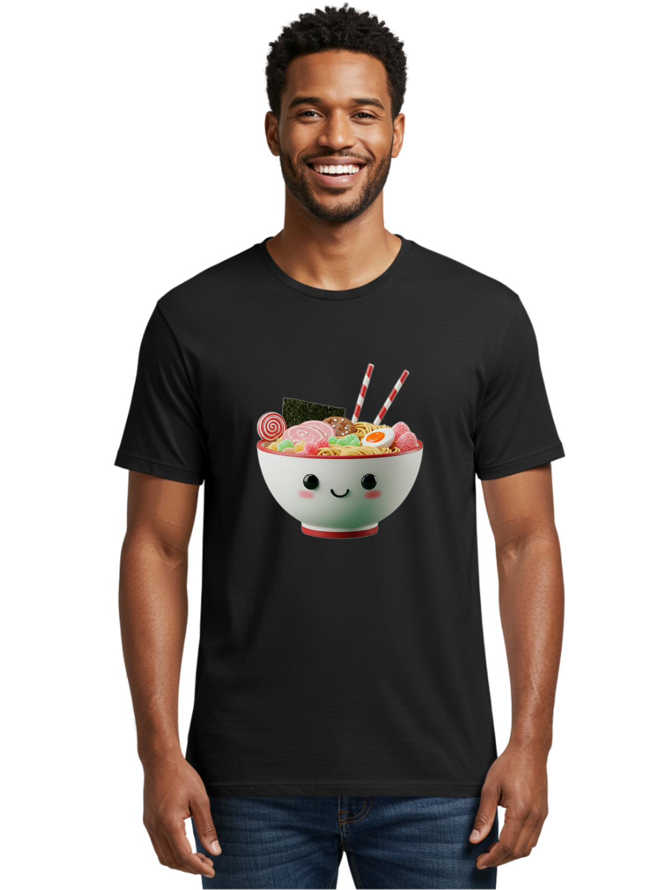 Bowl-Of-Ramen Men'S Graphic Tee, 100% Cotton, Comfortable Casual Summer Wear, Machine Washable, Kawaii Ramen Bowl, Cartoon Noodles, Cute Japanese Food, Happy Meal, Animated Bowl, Kawaii Culture, Japanese Cuisine, Ramen Love, Foodie Art, Bae362 28
