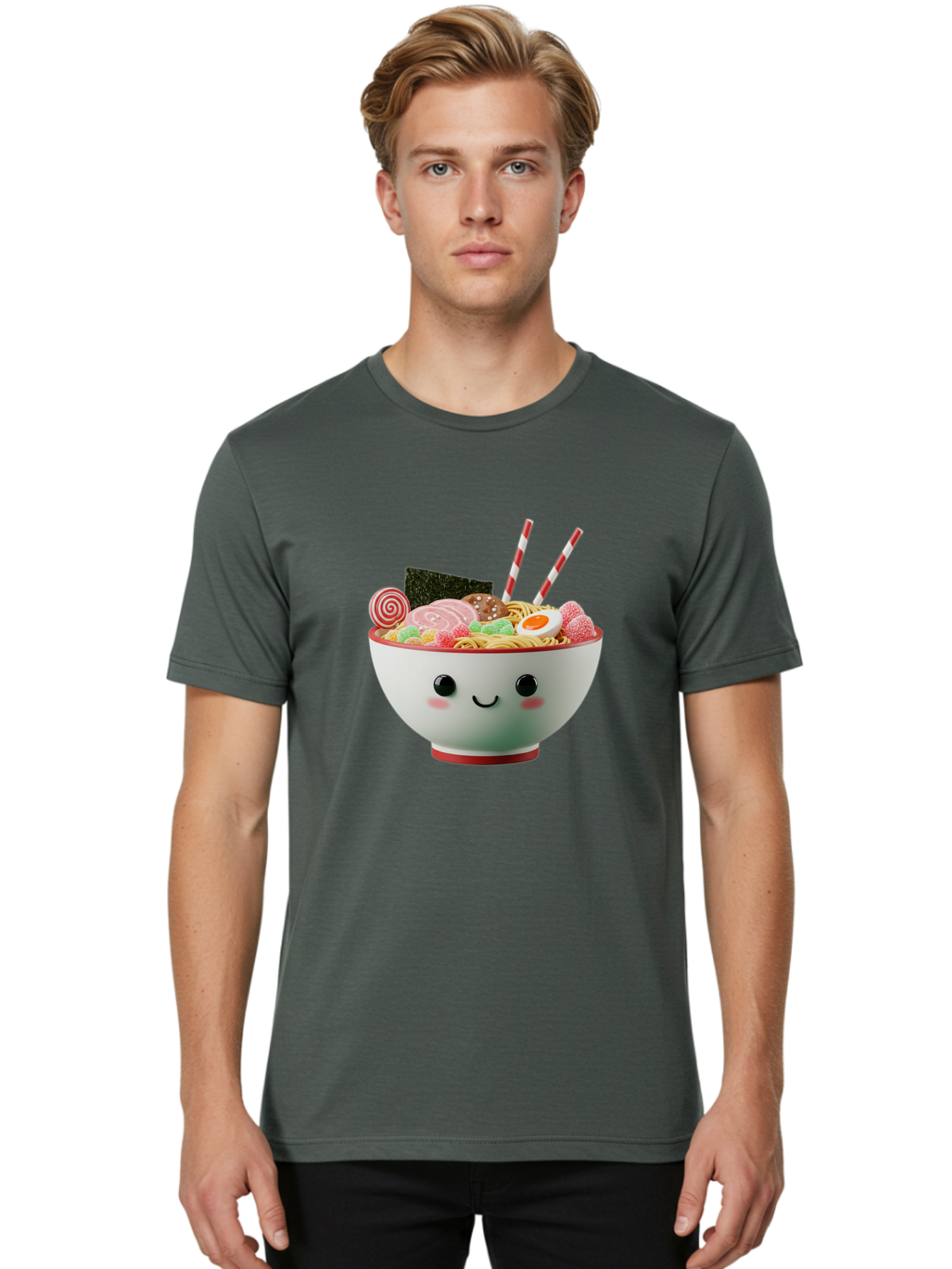 Bowl-Of-Ramen Men'S Graphic Tee, 100% Cotton, Comfortable Casual Summer Wear, Machine Washable, Kawaii Ramen Bowl, Cartoon Noodles, Cute Japanese Food, Happy Meal, Animated Bowl, Kawaii Culture, Japanese Cuisine, Ramen Love, Foodie Art, Bae362 21