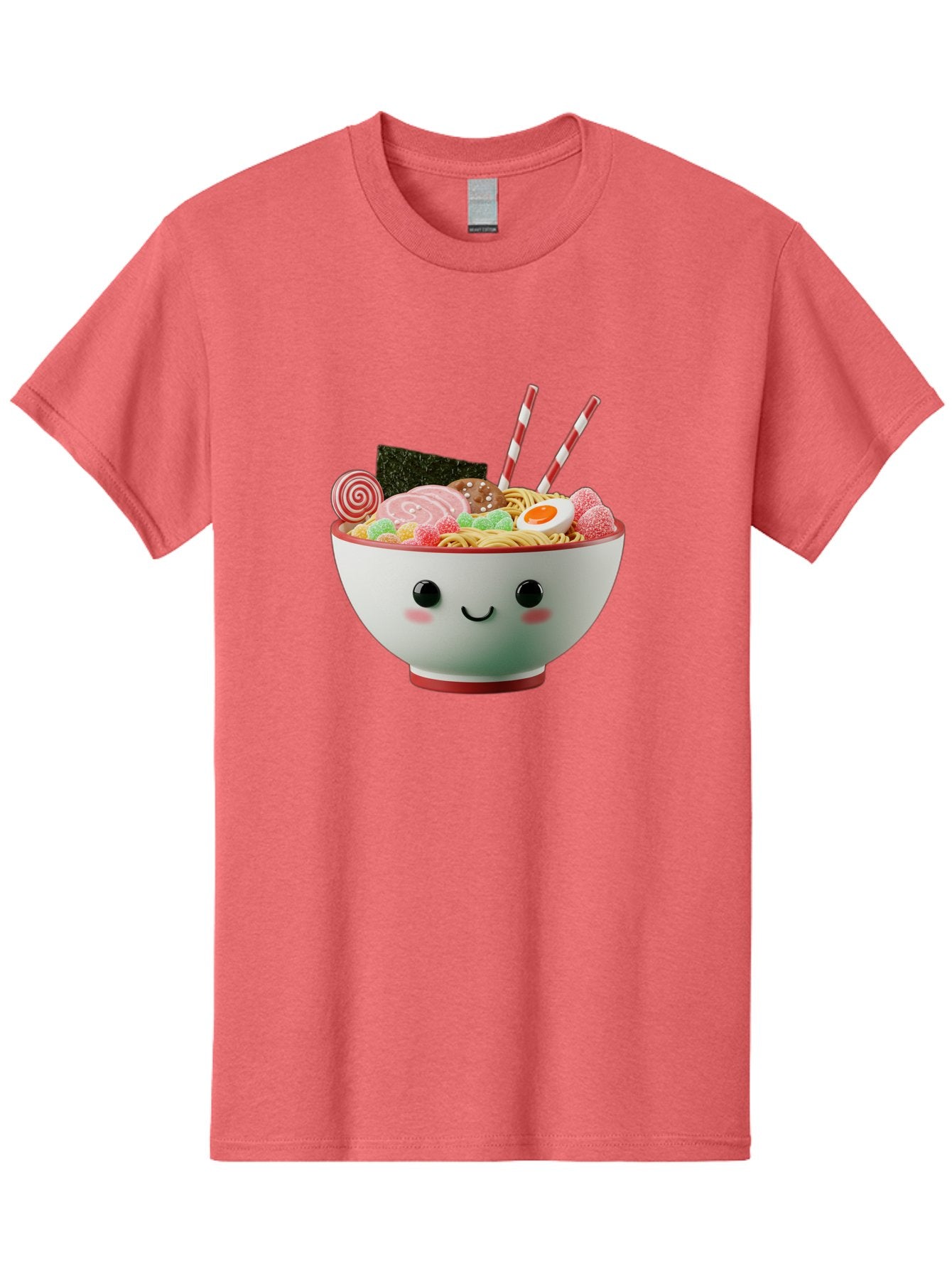 Bowl-Of-Ramen Men'S Graphic Tee, 100% Cotton, Comfortable Casual Summer Wear, Machine Washable, Kawaii Ramen Bowl, Cartoon Noodles, Cute Japanese Food, Happy Meal, Animated Bowl, Kawaii Culture, Japanese Cuisine, Ramen Love, Foodie Art, Bae362