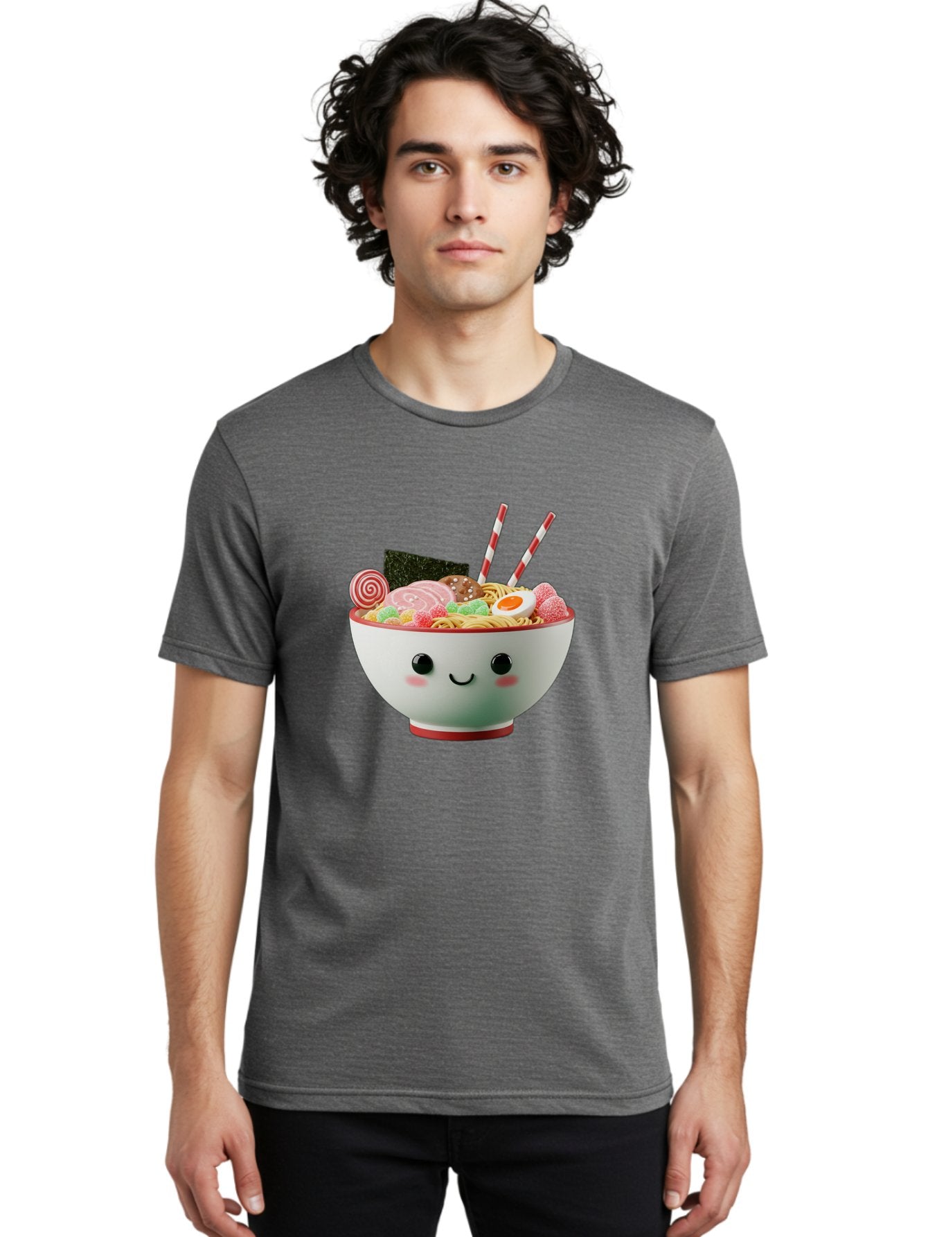 Bowl-Of-Ramen Men'S Graphic Tee, 100% Cotton, Comfortable Casual Summer Wear, Machine Washable, Kawaii Ramen Bowl, Cartoon Noodles, Cute Japanese Food, Happy Meal, Animated Bowl, Kawaii Culture, Japanese Cuisine, Ramen Love, Foodie Art, Bae362 20