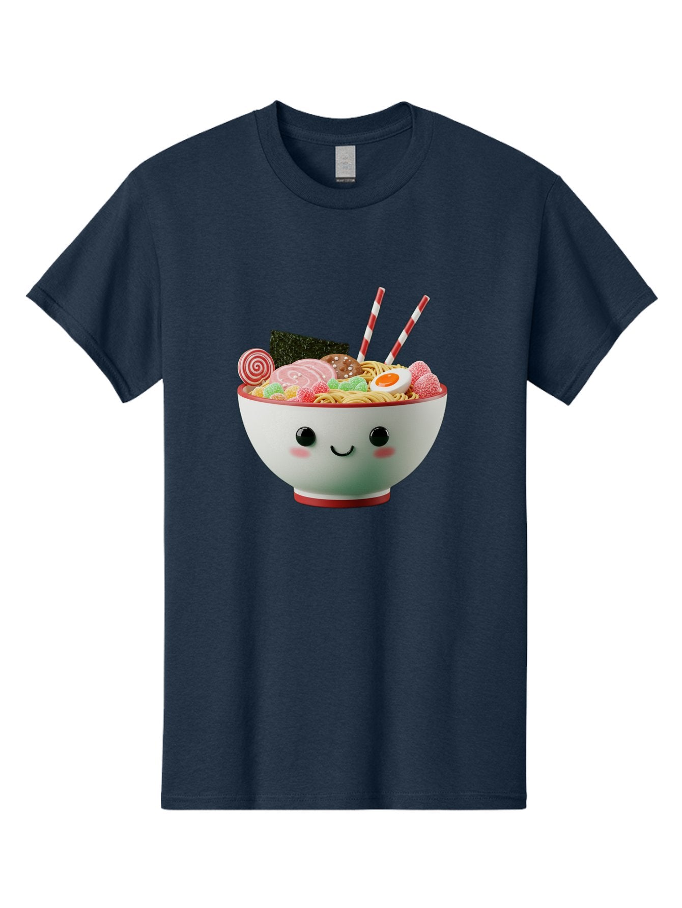 Bowl-Of-Ramen Men'S Graphic Tee, 100% Cotton, Comfortable Casual Summer Wear, Machine Washable, Kawaii Ramen Bowl, Cartoon Noodles, Cute Japanese Food, Happy Meal, Animated Bowl, Kawaii Culture, Japanese Cuisine, Ramen Love, Foodie Art, Bae362 5