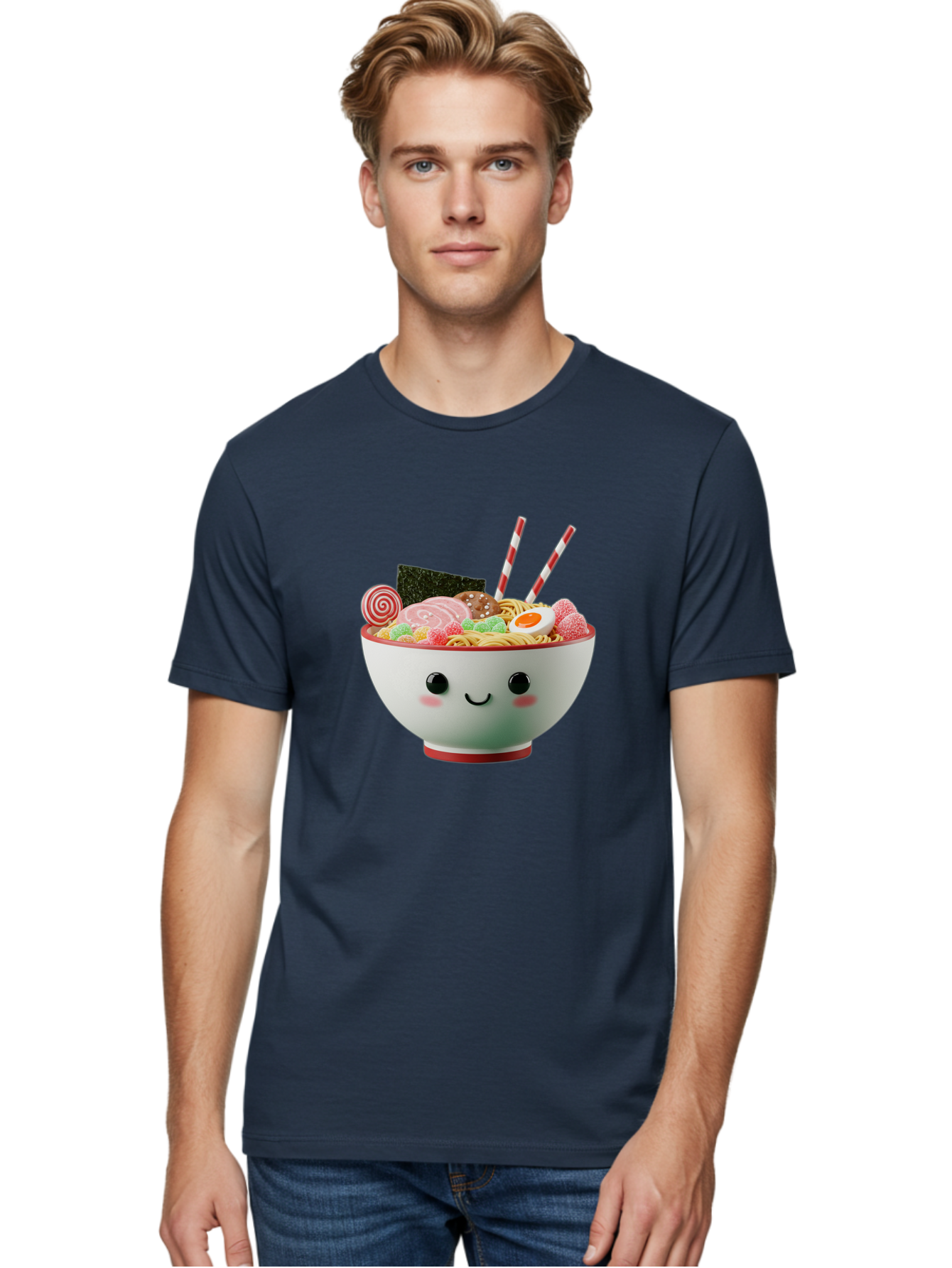 Bowl-Of-Ramen Men'S Graphic Tee, 100% Cotton, Comfortable Casual Summer Wear, Machine Washable, Kawaii Ramen Bowl, Cartoon Noodles, Cute Japanese Food, Happy Meal, Animated Bowl, Kawaii Culture, Japanese Cuisine, Ramen Love, Foodie Art, Bae362 23
