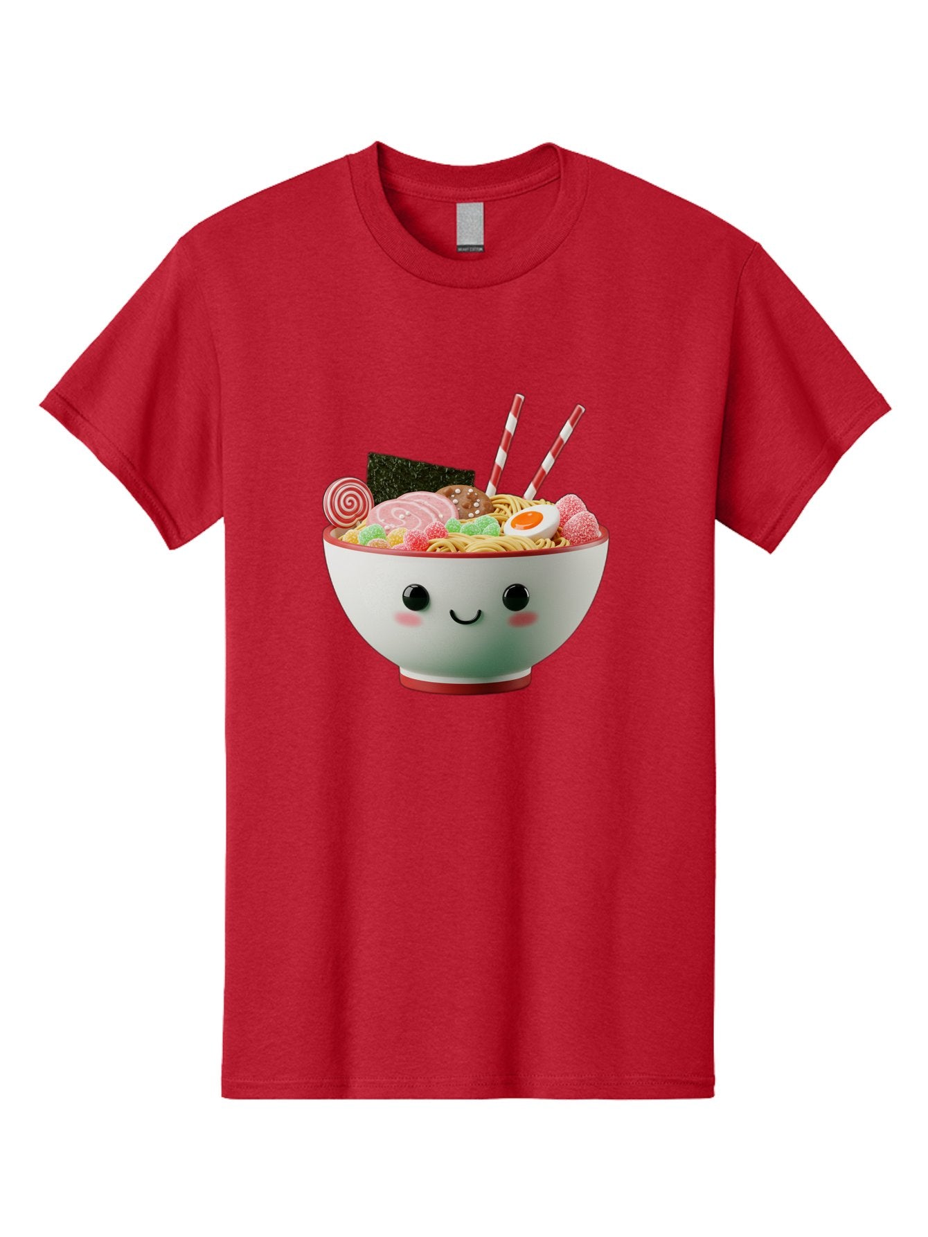 Bowl-Of-Ramen Men'S Graphic Tee, 100% Cotton, Comfortable Casual Summer Wear, Machine Washable, Kawaii Ramen Bowl, Cartoon Noodles, Cute Japanese Food, Happy Meal, Animated Bowl, Kawaii Culture, Japanese Cuisine, Ramen Love, Foodie Art, Bae362 3