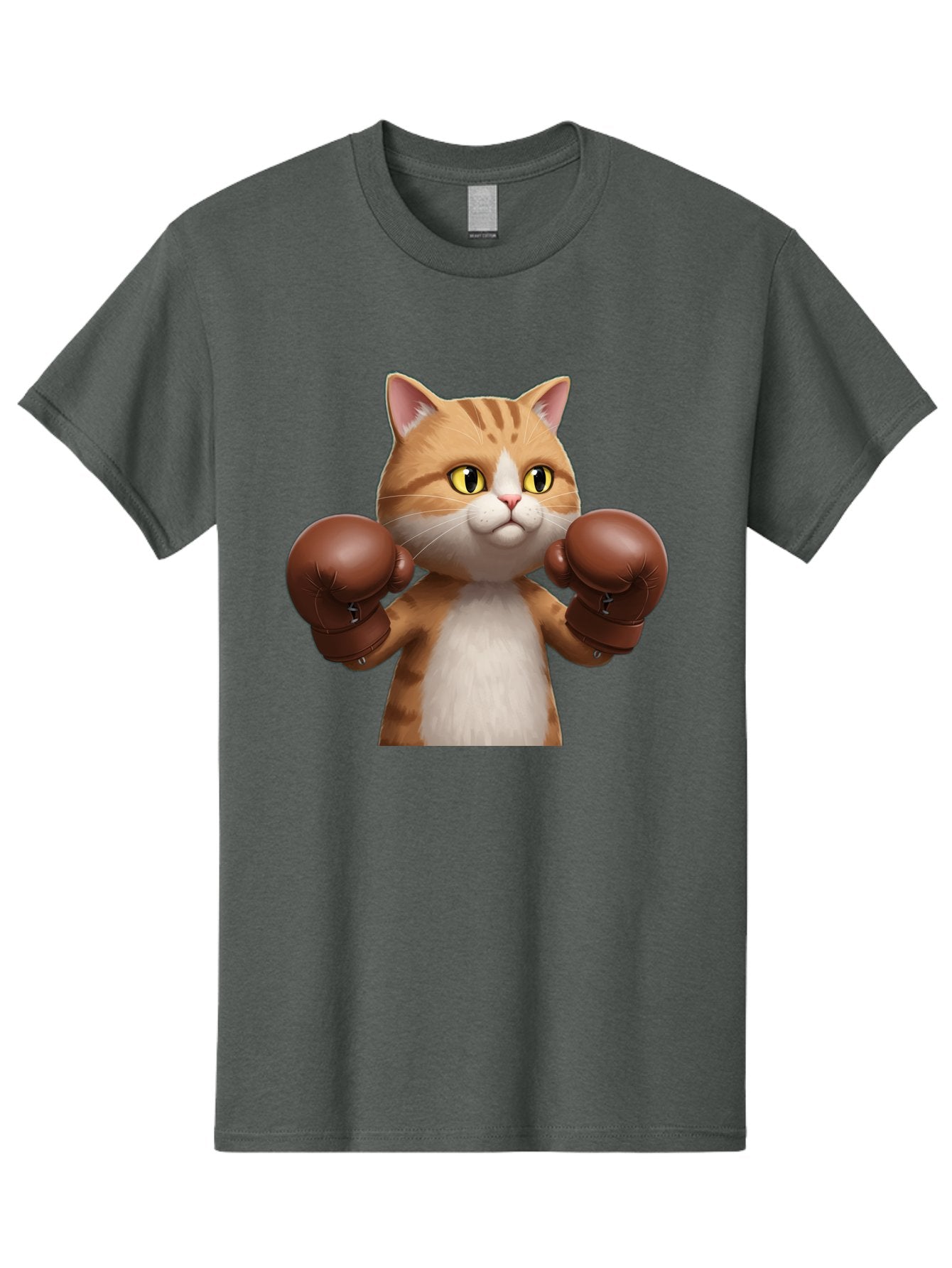 Boxing-Cat Men'S Graphic Tee, 100% Cotton, Comfortable Casual Summer Wear, Machine Washable, Cartoon Cat, Boxing Gloves, Funny Animal, Humor, Playful Cat, Adorable Feline, Boxing Stance, Cute Cat, Comedic Character Bae364 5
