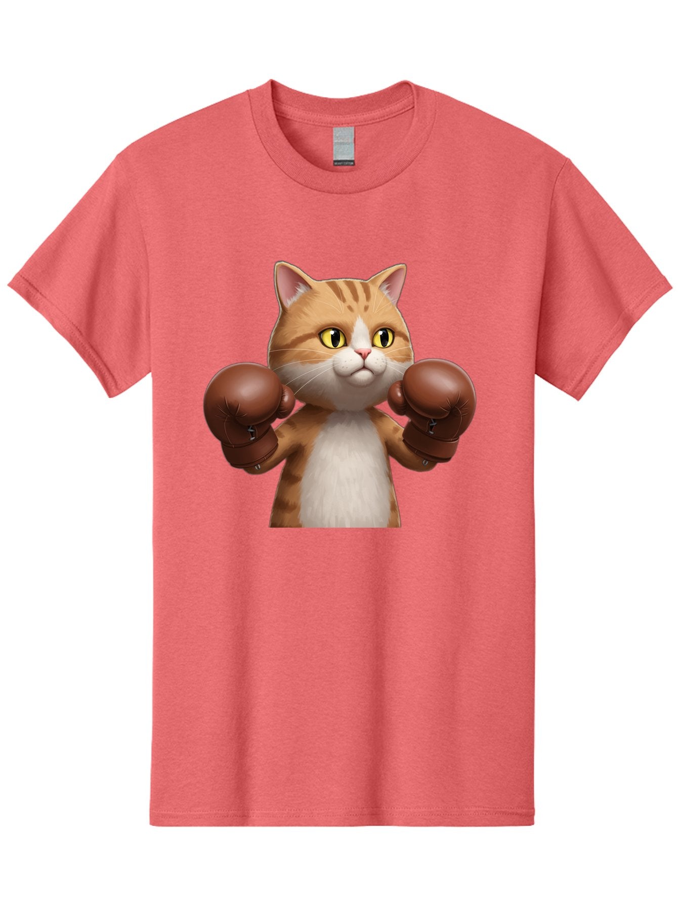 Boxing-Cat Men'S Graphic Tee, 100% Cotton, Comfortable Casual Summer Wear, Machine Washable, Cartoon Cat, Boxing Gloves, Funny Animal, Humor, Playful Cat, Adorable Feline, Boxing Stance, Cute Cat, Comedic Character Bae364