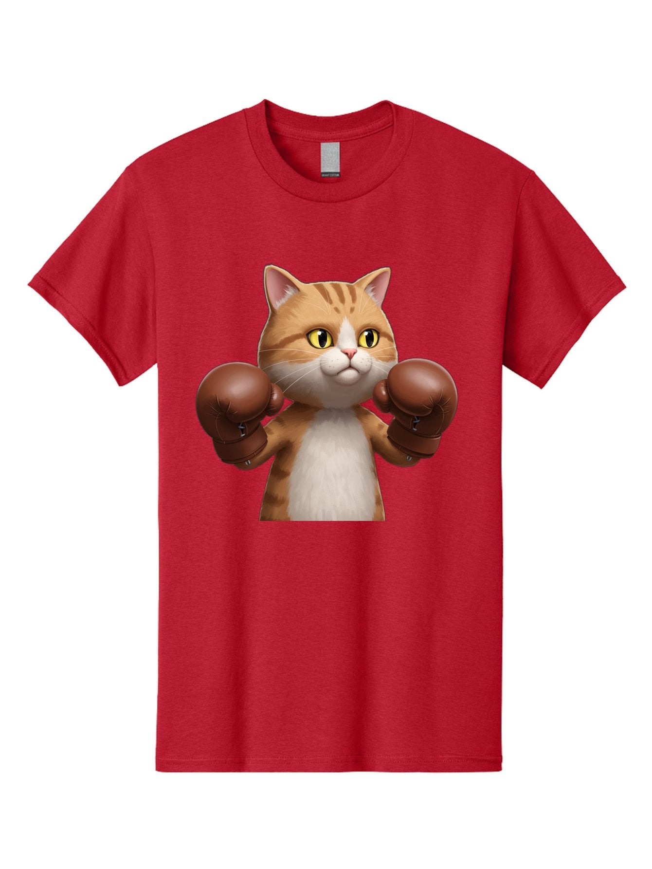Boxing-Cat Men'S Graphic Tee, 100% Cotton, Comfortable Casual Summer Wear, Machine Washable, Cartoon Cat, Boxing Gloves, Funny Animal, Humor, Playful Cat, Adorable Feline, Boxing Stance, Cute Cat, Comedic Character Bae364 7