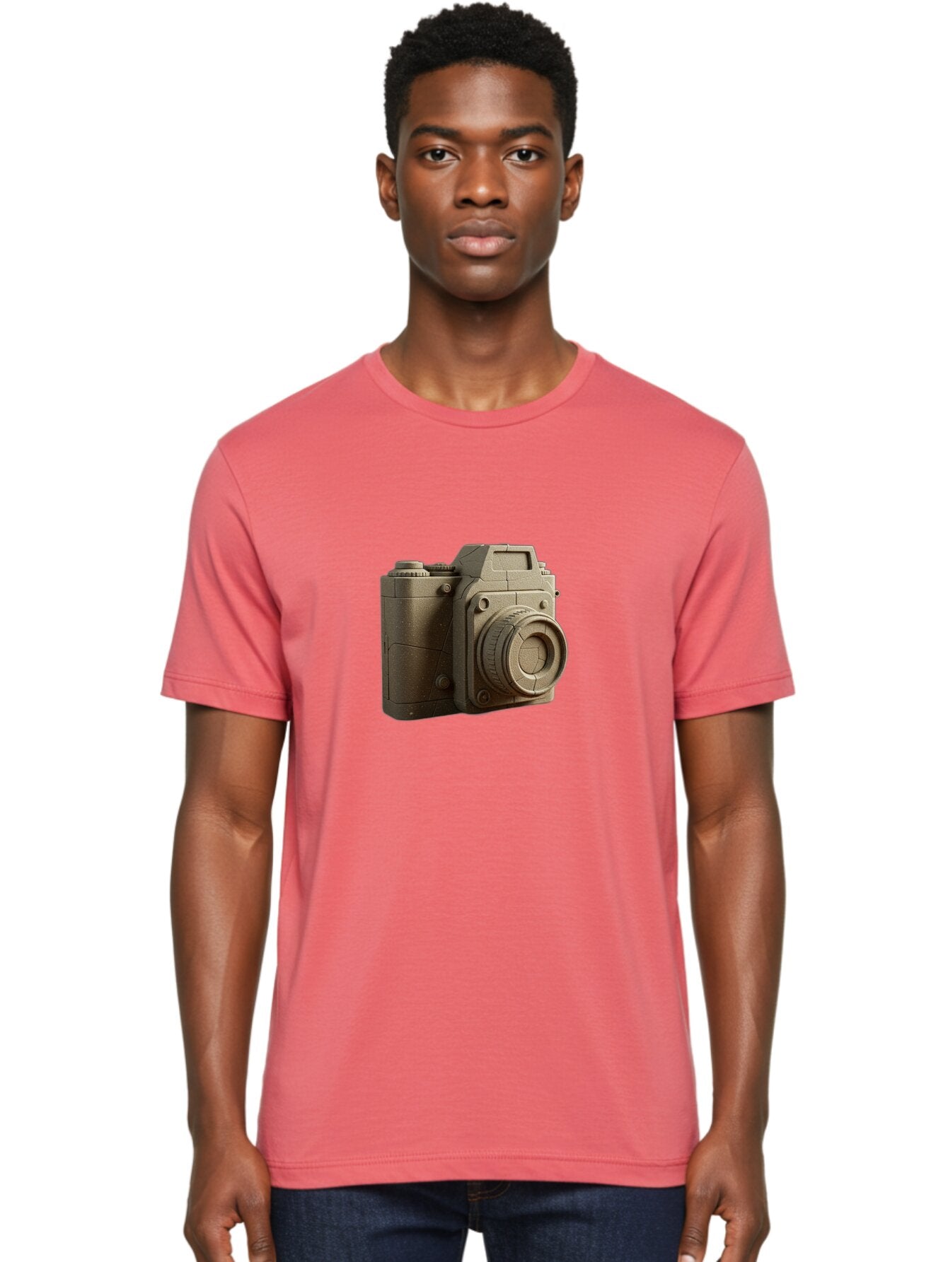 Brown-Camera Men'S Graphic Tee, 100% Cotton, Comfortable Casual Summer Wear, Machine Washable, 3D Camera, Digital Camera, Photography Equipment, Camera Lens, Camera Body, Rendering, 3D Modeling, Computer-Generated Imagery, Studio Shot, Bae365 24