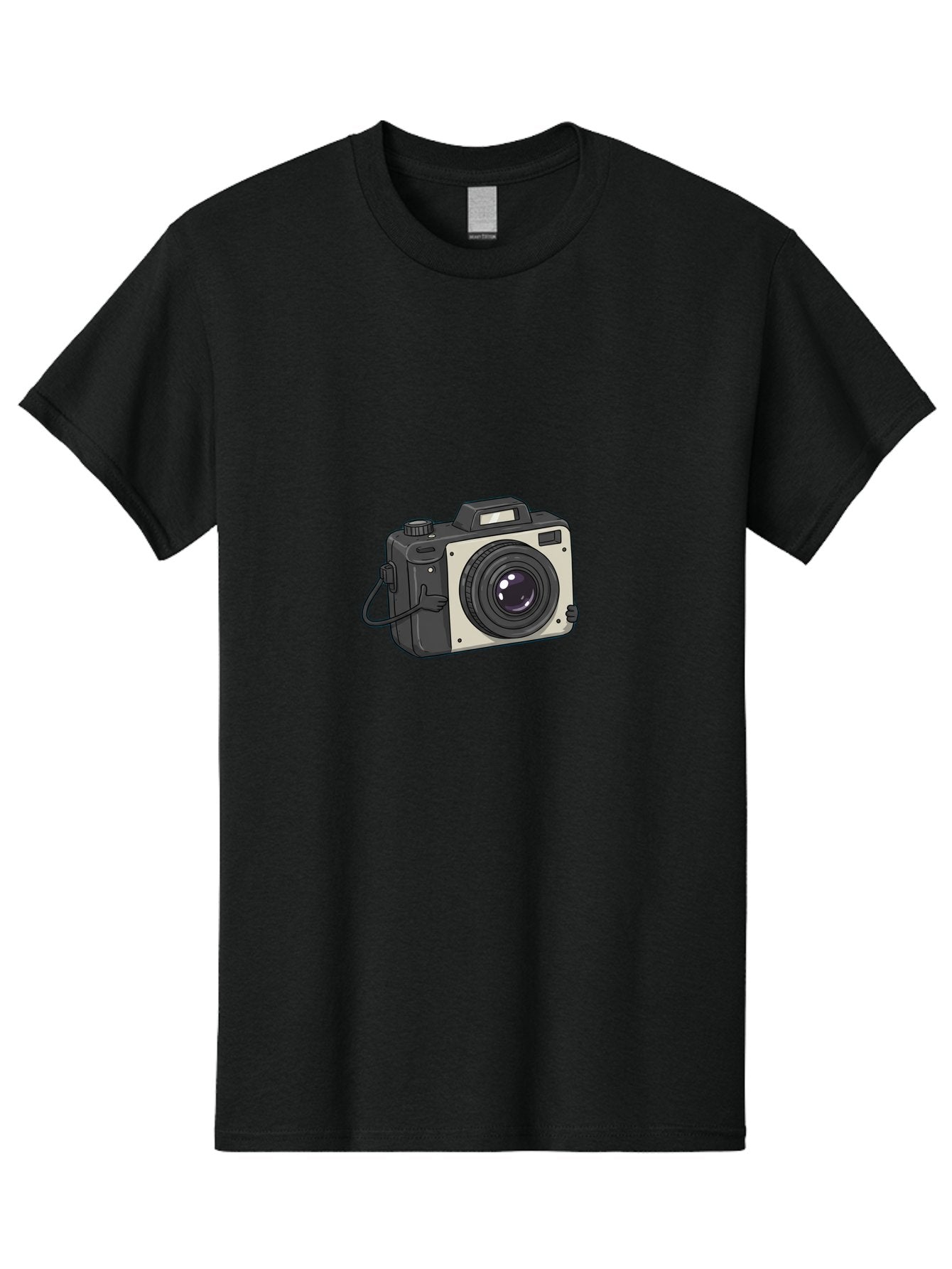 Camera-1 Men'S Graphic Tee, 100% Cotton, Comfortable Casual Summer Wear, Machine Washable, Illustrated Camera, Photography Equipment, Camera Lens, Black And Silver, Camera Strap, Digital Camera, Photography Gear, Camera Illustration Bae366 15