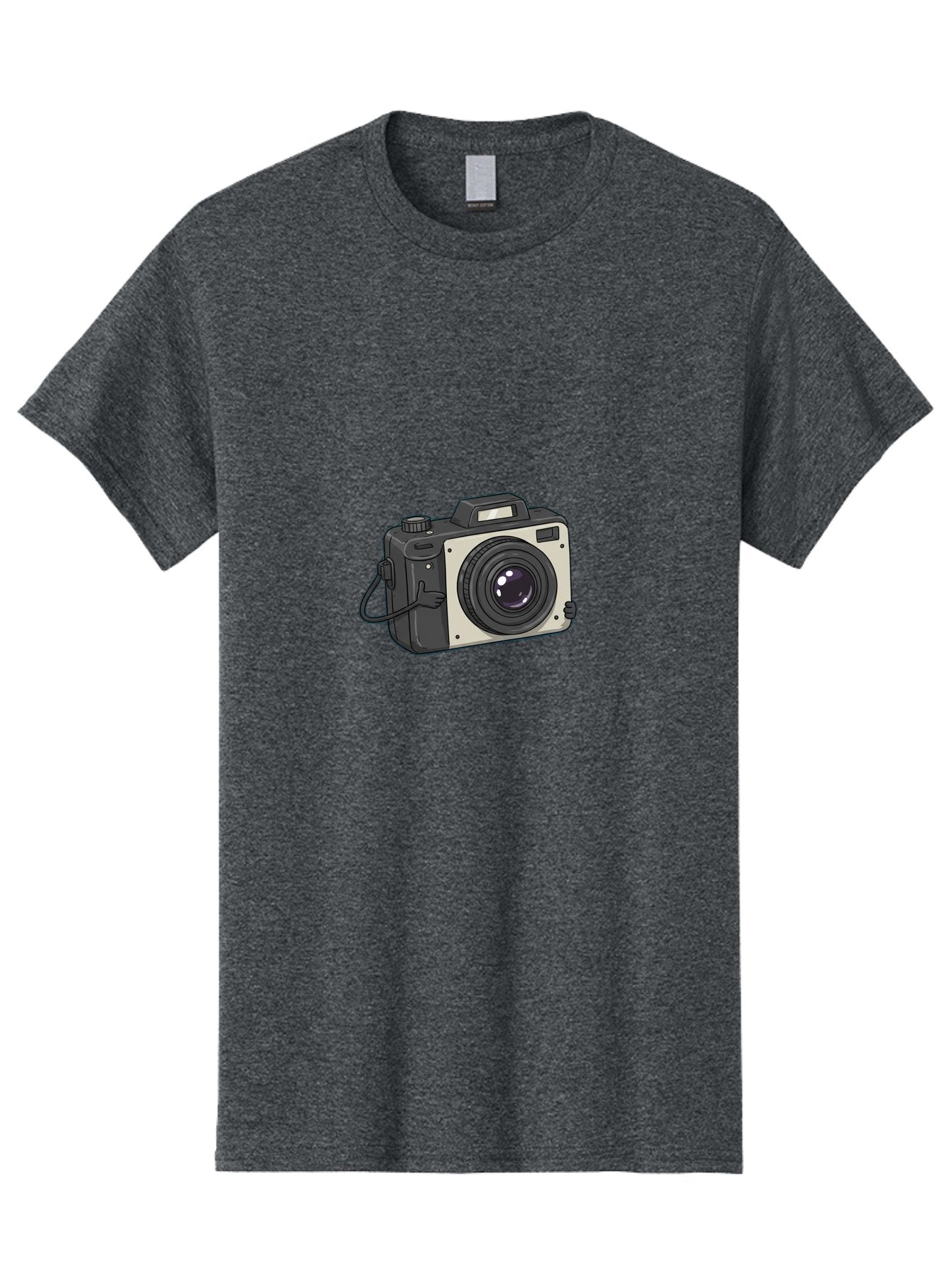 Camera-1 Men'S Graphic Tee, 100% Cotton, Comfortable Casual Summer Wear, Machine Washable, Illustrated Camera, Photography Equipment, Camera Lens, Black And Silver, Camera Strap, Digital Camera, Photography Gear, Camera Illustration Bae366