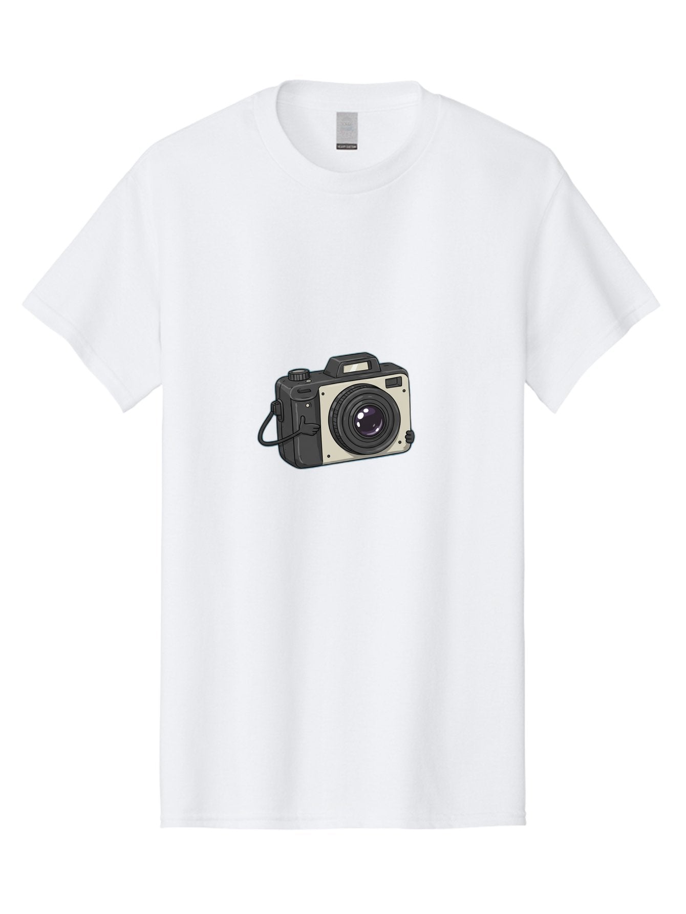 Camera-1 Men'S Graphic Tee, 100% Cotton, Comfortable Casual Summer Wear, Machine Washable, Illustrated Camera, Photography Equipment, Camera Lens, Black And Silver, Camera Strap, Digital Camera, Photography Gear, Camera Illustration Bae366 5