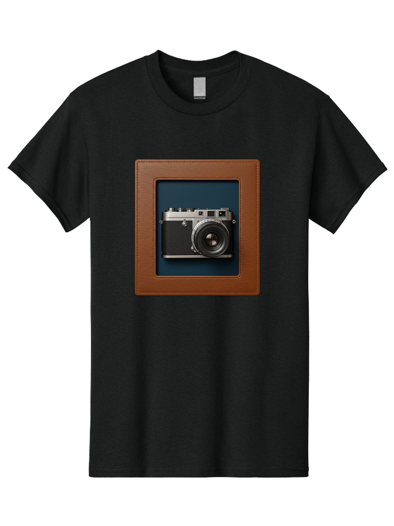 Camera-2 Men'S Graphic Tee, 100% Cotton, Comfortable Casual Summer Wear, Machine Washable, Vintage Camera, Photography Equipment, Leica Camera, Classic Design, Retro Style, Brown Leather Case, Blue Background, Silver Accents Bae367 7