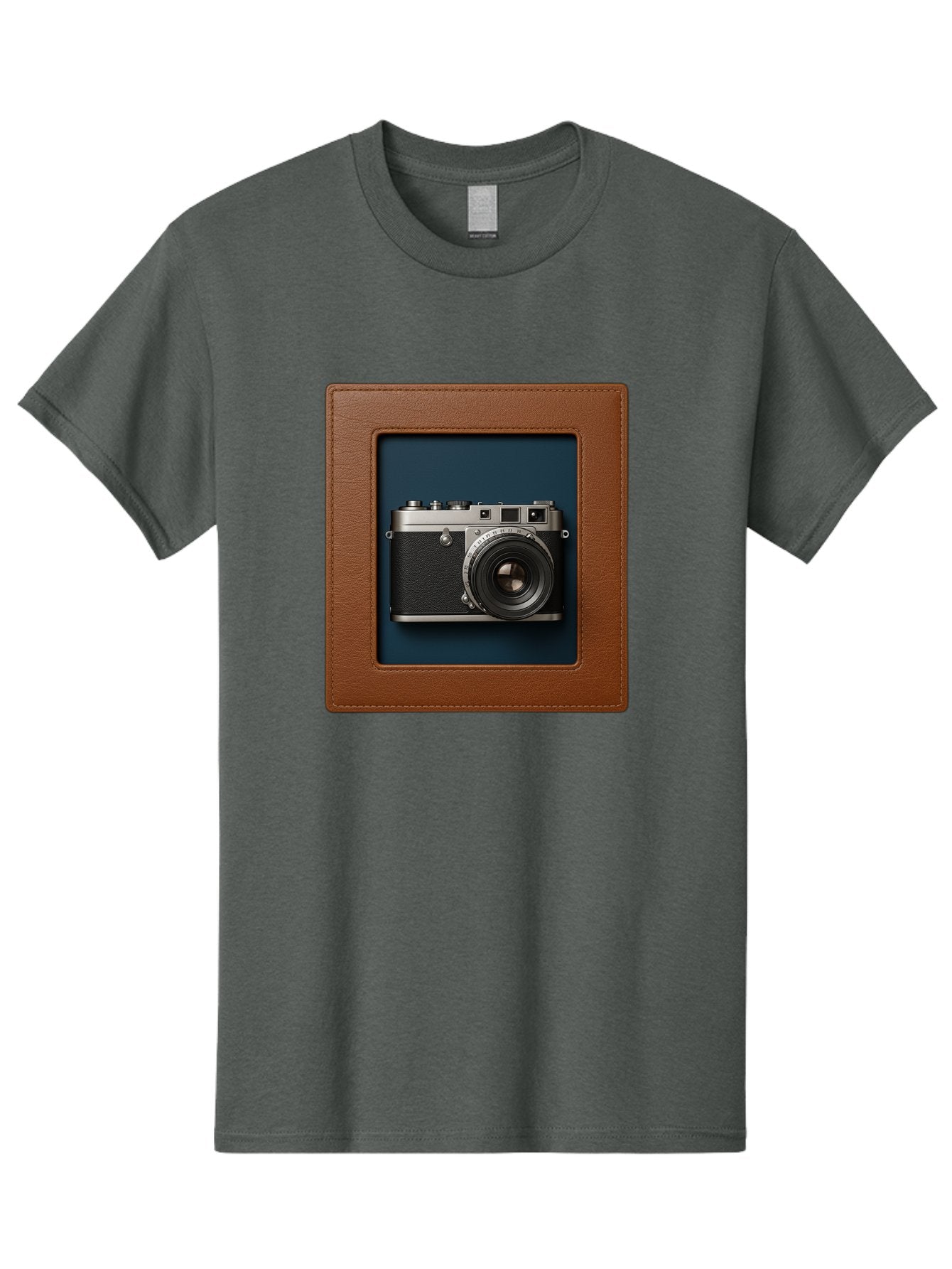 Camera-2 Men'S Graphic Tee, 100% Cotton, Comfortable Casual Summer Wear, Machine Washable, Vintage Camera, Photography Equipment, Leica Camera, Classic Design, Retro Style, Brown Leather Case, Blue Background, Silver Accents Bae367 11