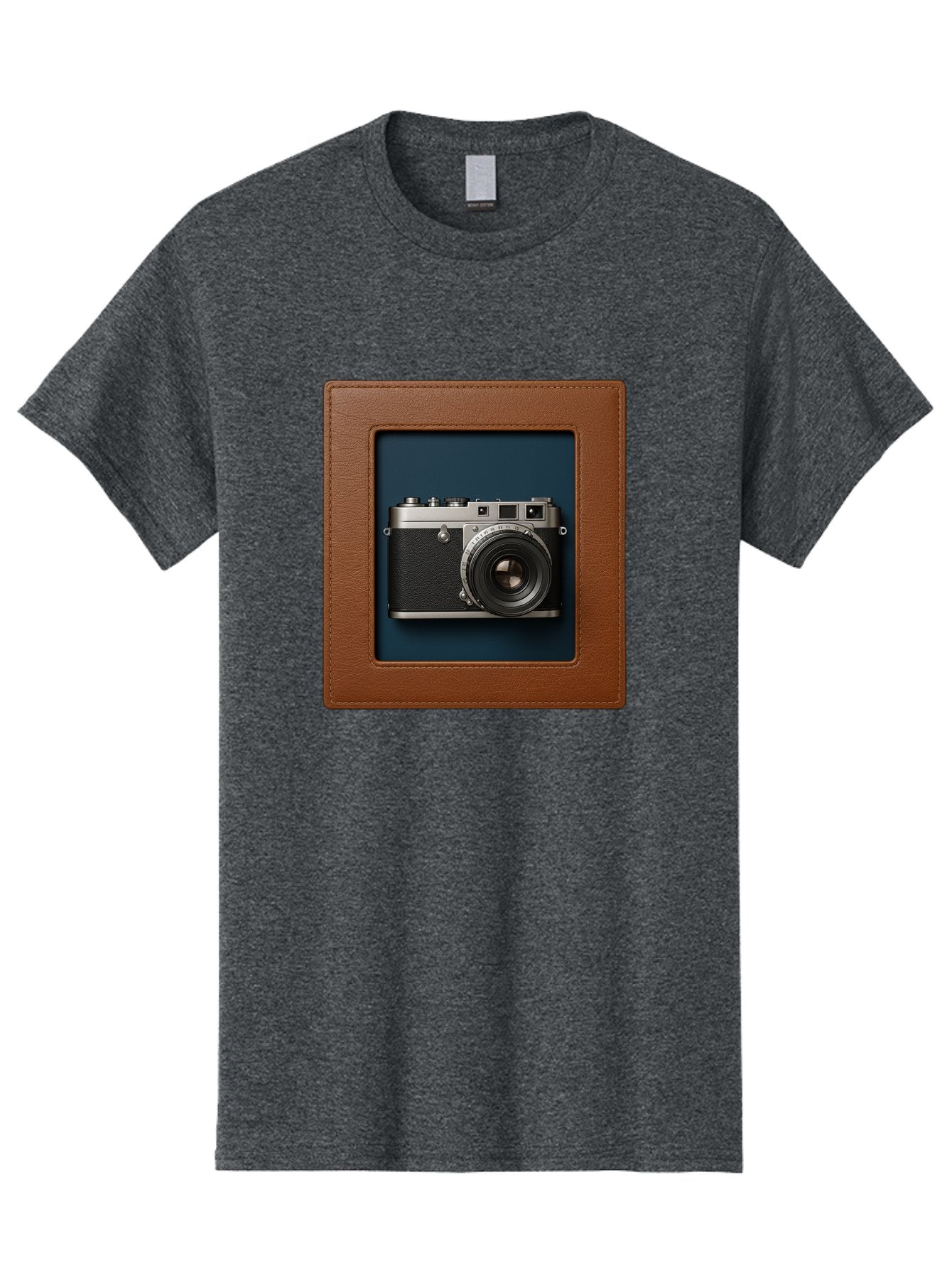 Camera-2 Men'S Graphic Tee, 100% Cotton, Comfortable Casual Summer Wear, Machine Washable, Vintage Camera, Photography Equipment, Leica Camera, Classic Design, Retro Style, Brown Leather Case, Blue Background, Silver Accents Bae367 9