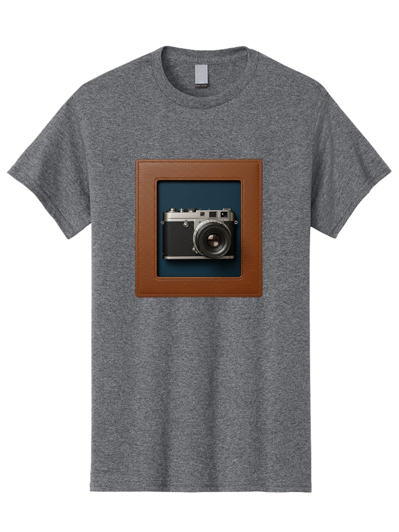 Camera-2 Men'S Graphic Tee, 100% Cotton, Comfortable Casual Summer Wear, Machine Washable, Vintage Camera, Photography Equipment, Leica Camera, Classic Design, Retro Style, Brown Leather Case, Blue Background, Silver Accents Bae367 10