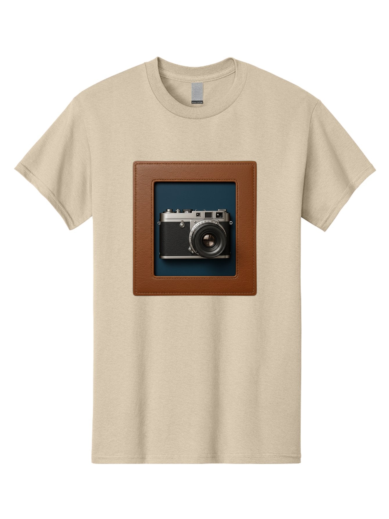 Camera-2 Men'S Graphic Tee, 100% Cotton, Comfortable Casual Summer Wear, Machine Washable, Vintage Camera, Photography Equipment, Leica Camera, Classic Design, Retro Style, Brown Leather Case, Blue Background, Silver Accents Bae367 4