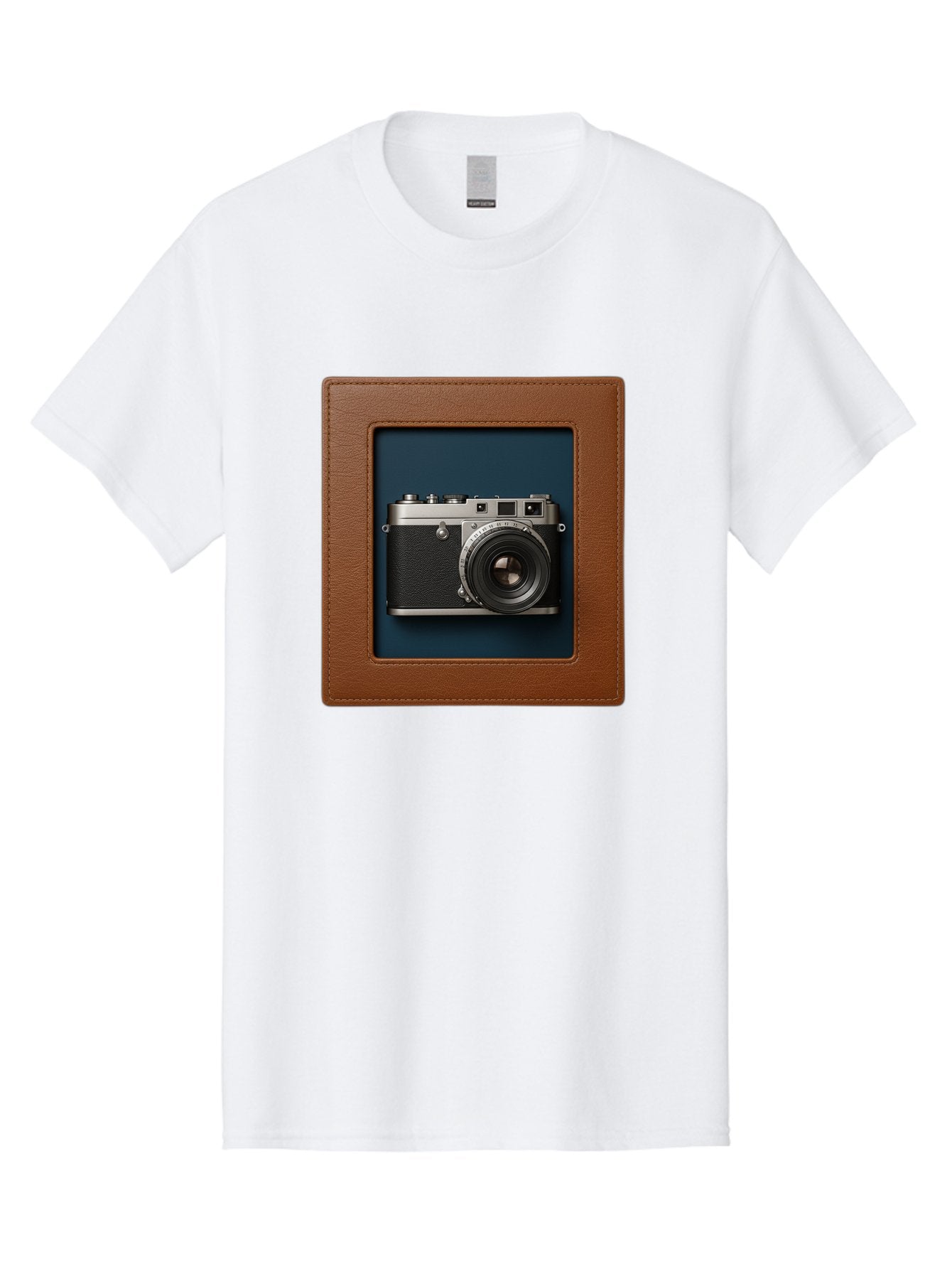 Camera-2 Men'S Graphic Tee, 100% Cotton, Comfortable Casual Summer Wear, Machine Washable, Vintage Camera, Photography Equipment, Leica Camera, Classic Design, Retro Style, Brown Leather Case, Blue Background, Silver Accents Bae367 15