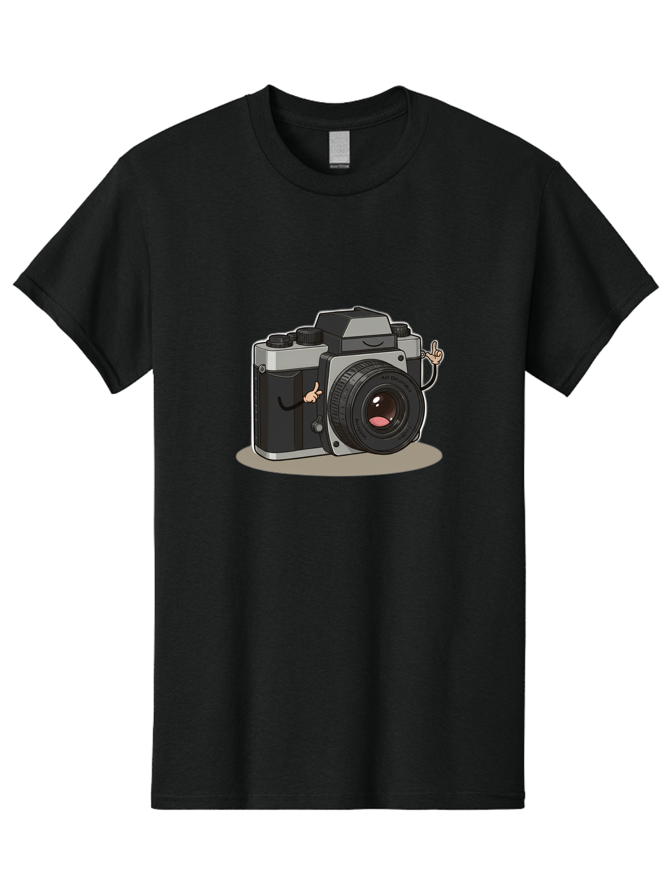Camera-Character-1 Men'S Graphic Tee, 100% Cotton, Comfortable Casual Summer Wear, Machine Washable, Cartoon Camera, Character Design, Photography, Silver And Black Camera, Lens With Face, Hand Gestures, Funny, Quirky, Playful, Bae370 13