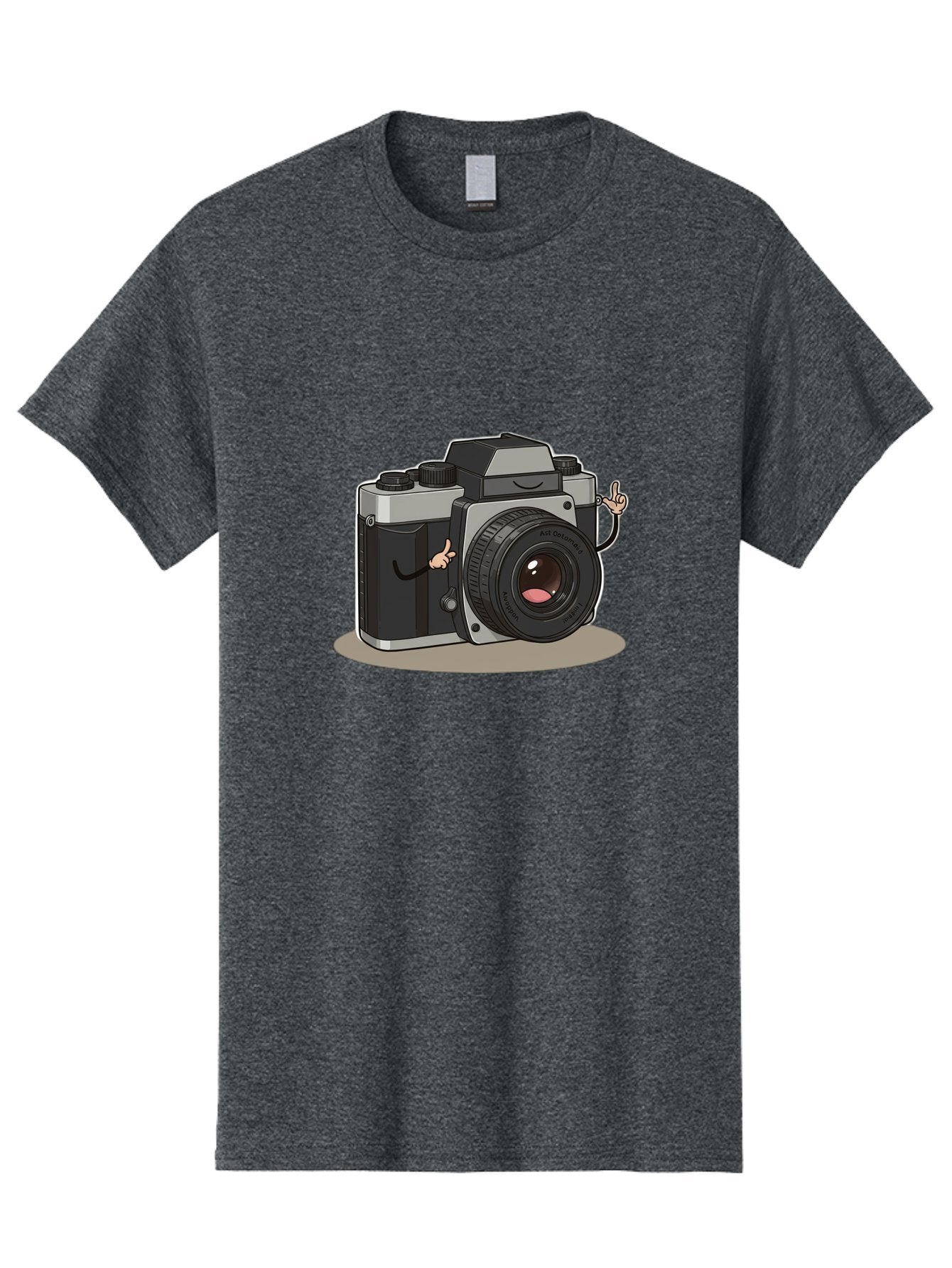 Camera-Character-1 Men'S Graphic Tee, 100% Cotton, Comfortable Casual Summer Wear, Machine Washable, Cartoon Camera, Character Design, Photography, Silver And Black Camera, Lens With Face, Hand Gestures, Funny, Quirky, Playful, Bae370 14