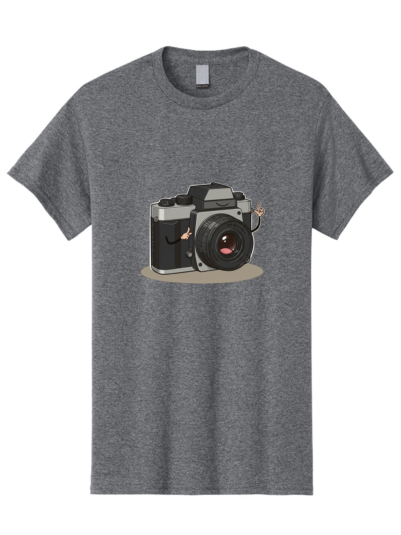 Camera-Character-1 Men'S Graphic Tee, 100% Cotton, Comfortable Casual Summer Wear, Machine Washable, Cartoon Camera, Character Design, Photography, Silver And Black Camera, Lens With Face, Hand Gestures, Funny, Quirky, Playful, Bae370 10