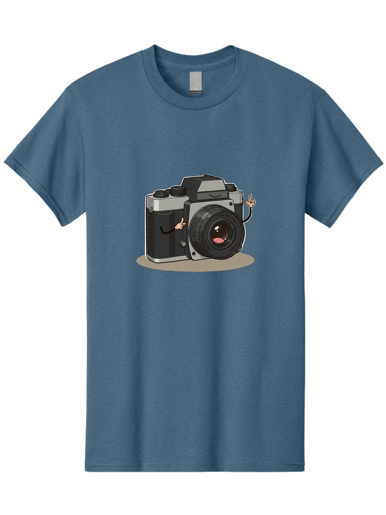 Camera-Character-1 Men'S Graphic Tee, 100% Cotton, Comfortable Casual Summer Wear, Machine Washable, Cartoon Camera, Character Design, Photography, Silver And Black Camera, Lens With Face, Hand Gestures, Funny, Quirky, Playful, Bae370 9