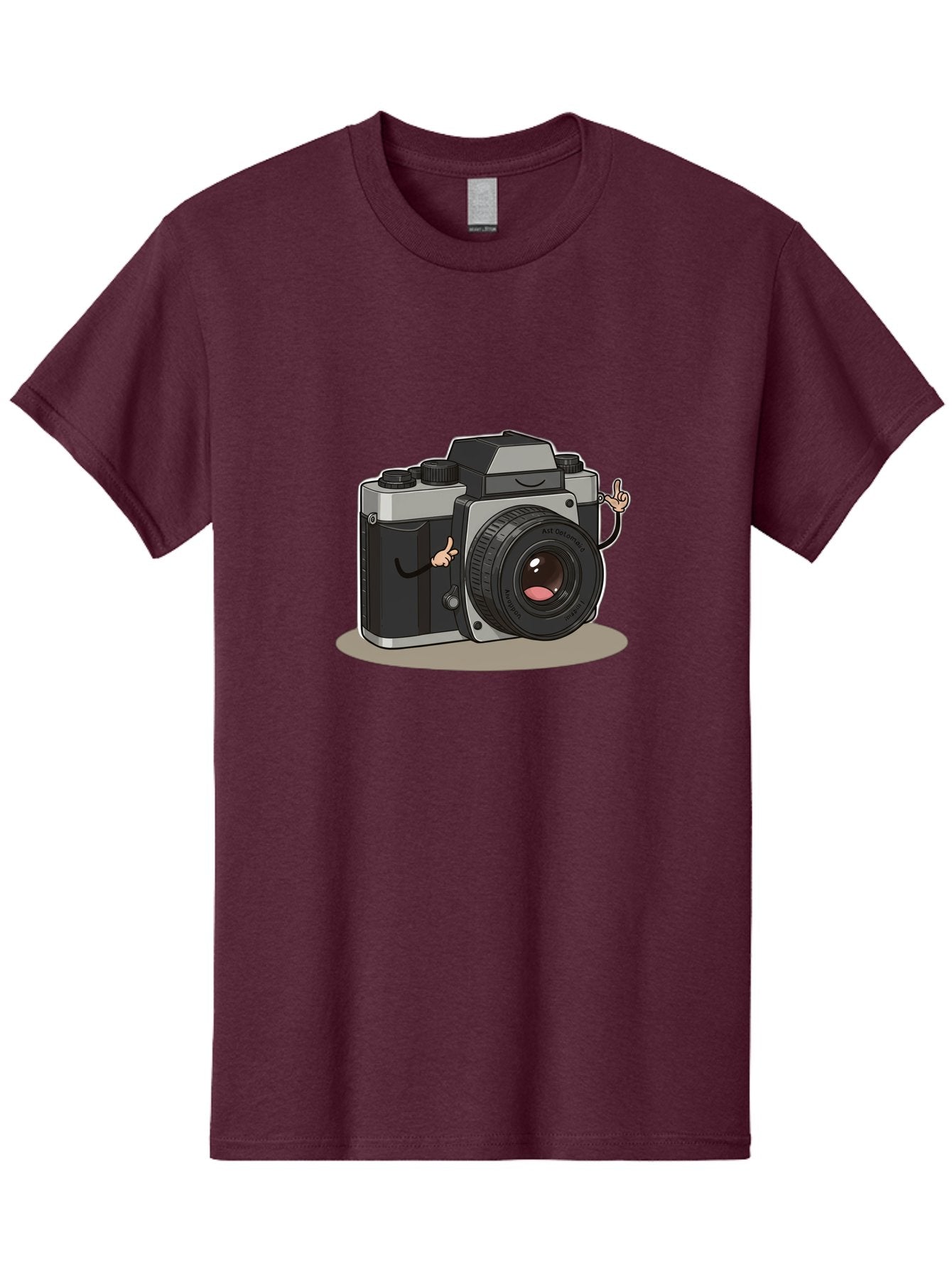 Camera-Character-1 Men'S Graphic Tee, 100% Cotton, Comfortable Casual Summer Wear, Machine Washable, Cartoon Camera, Character Design, Photography, Silver And Black Camera, Lens With Face, Hand Gestures, Funny, Quirky, Playful, Bae370 4
