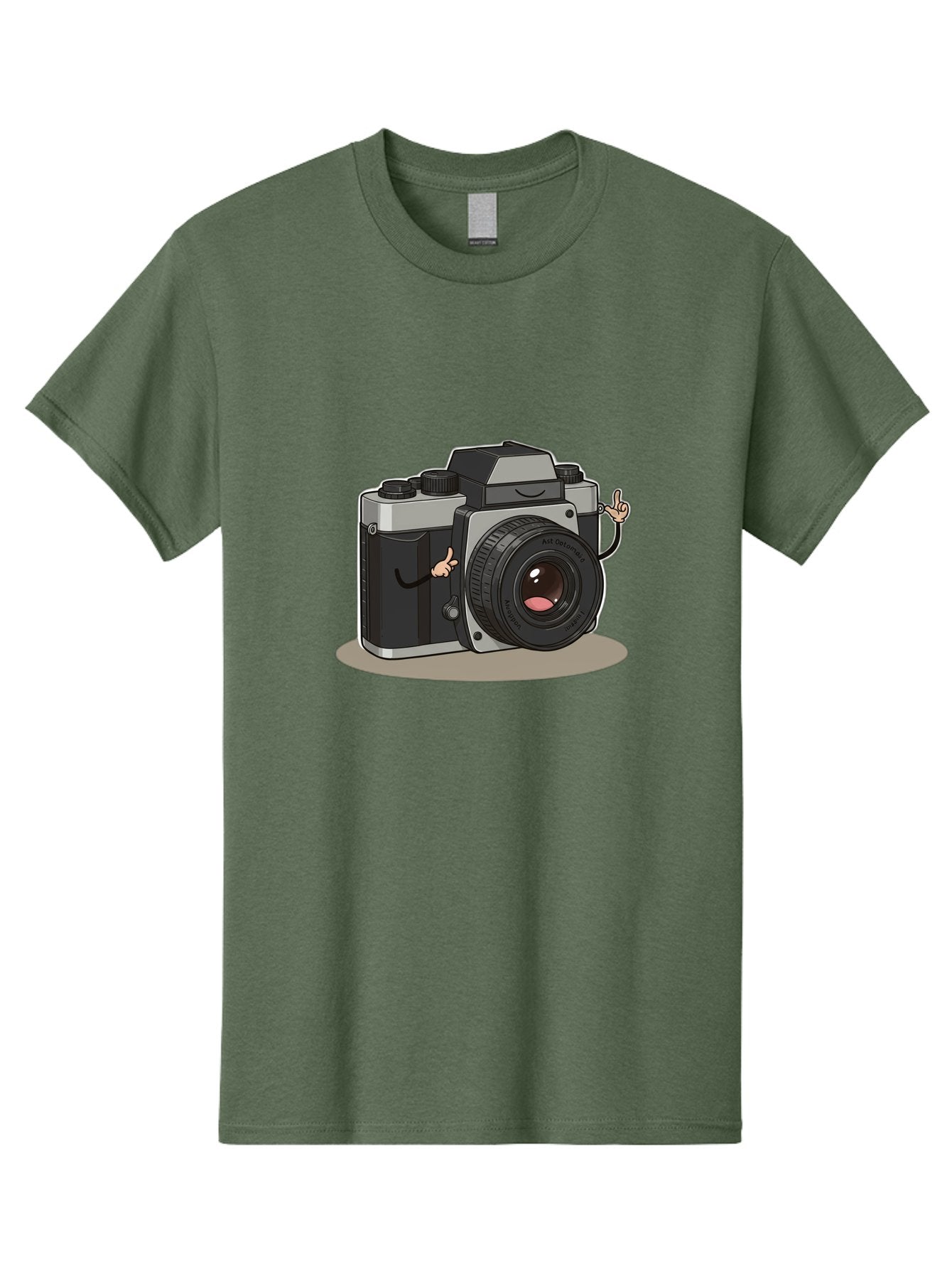 Camera-Character-1 Men'S Graphic Tee, 100% Cotton, Comfortable Casual Summer Wear, Machine Washable, Cartoon Camera, Character Design, Photography, Silver And Black Camera, Lens With Face, Hand Gestures, Funny, Quirky, Playful, Bae370 11