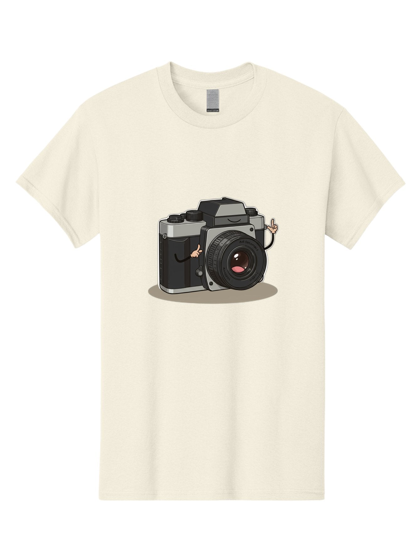Camera-Character-1 Men'S Graphic Tee, 100% Cotton, Comfortable Casual Summer Wear, Machine Washable, Cartoon Camera, Character Design, Photography, Silver And Black Camera, Lens With Face, Hand Gestures, Funny, Quirky, Playful, Bae370 12
