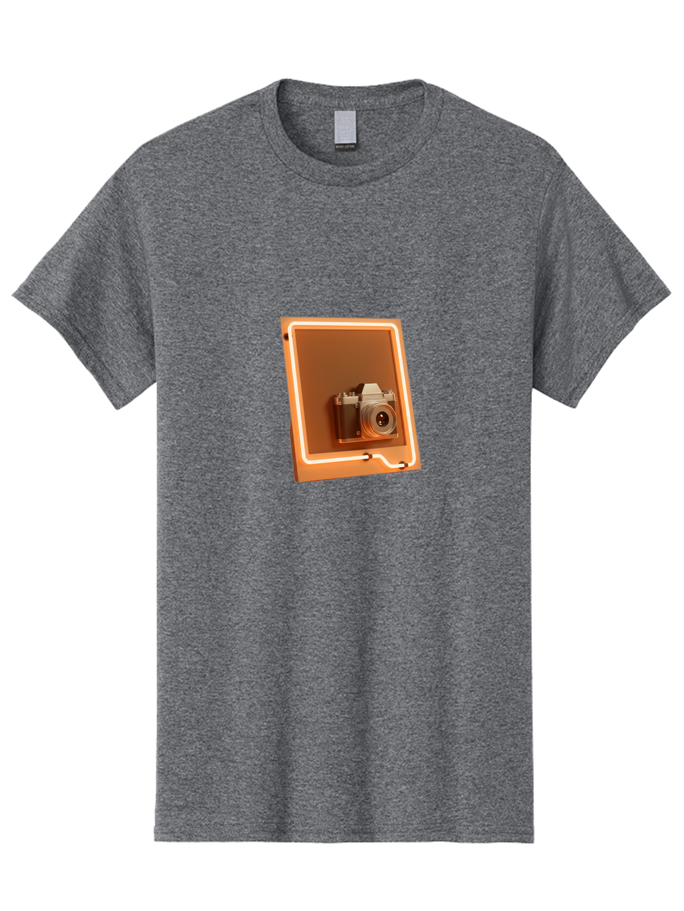Camera-On-Tablet Men'S Graphic Tee, 100% Cotton, Comfortable Casual Summer Wear, Machine Washable, Digital Camera On Screen, Neon Light, Orange Glow, Camera Lens, Modern Technology, Photography, Digital Display, Futuristic Design Bae372 14
