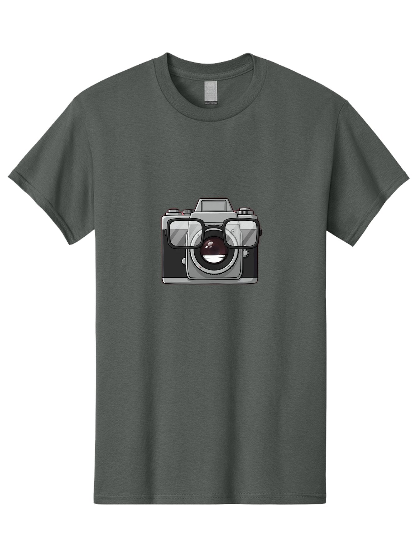Camera-With-Glasses-1 Men'S Graphic Tee, 100% Cotton, Comfortable Casual Summer Wear, Machine Washable, Camera Wearing Glasses, Digital Art, Photography Equipment, Nerd Camera, Camera Illustration, Photography Humor, Geeky Camera, Bae374 11
