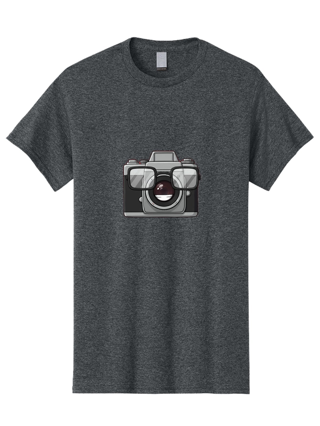 Camera-With-Glasses-1 Men'S Graphic Tee, 100% Cotton, Comfortable Casual Summer Wear, Machine Washable, Camera Wearing Glasses, Digital Art, Photography Equipment, Nerd Camera, Camera Illustration, Photography Humor, Geeky Camera, Bae374 6