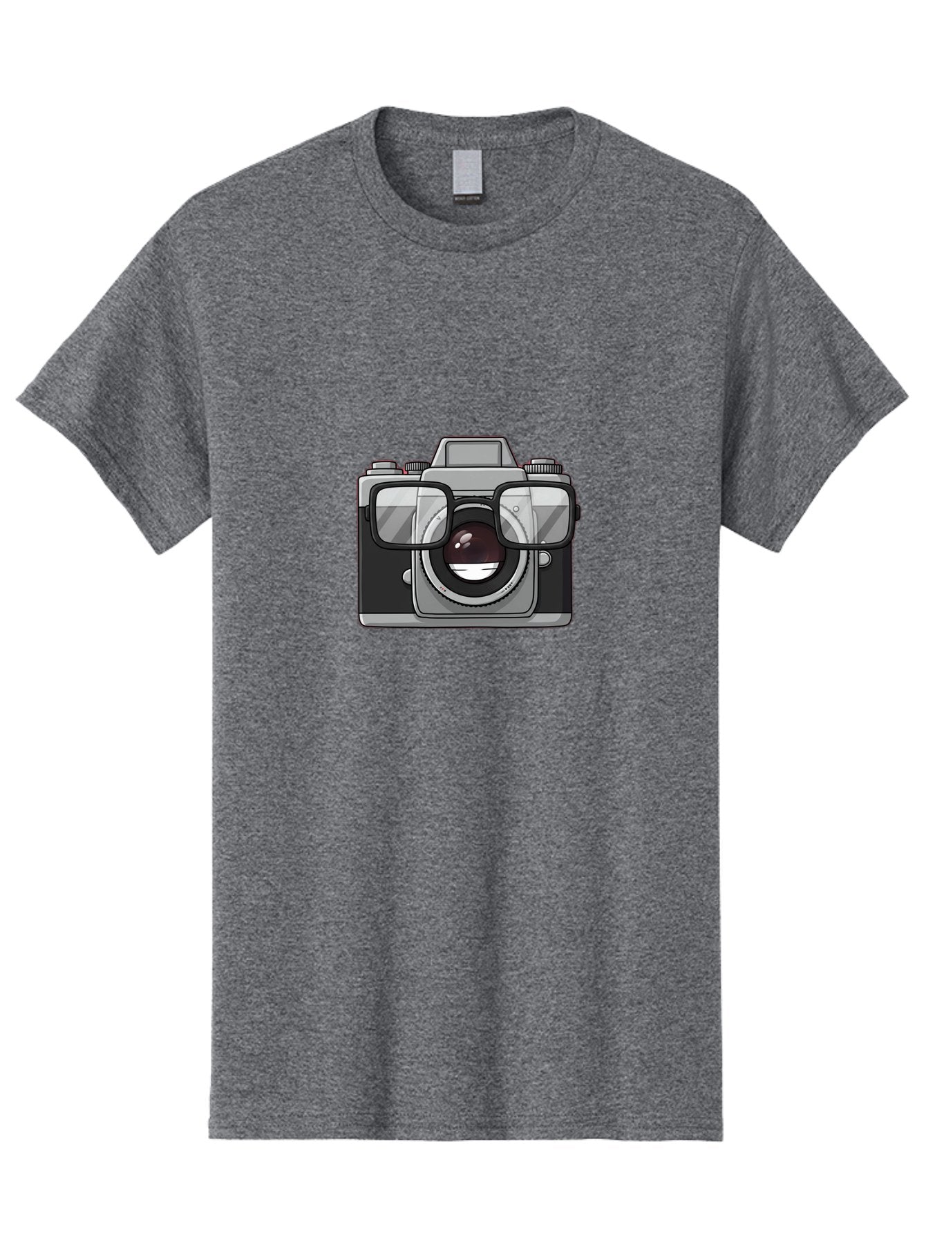 Camera-With-Glasses-1 Men'S Graphic Tee, 100% Cotton, Comfortable Casual Summer Wear, Machine Washable, Camera Wearing Glasses, Digital Art, Photography Equipment, Nerd Camera, Camera Illustration, Photography Humor, Geeky Camera, Bae374 8