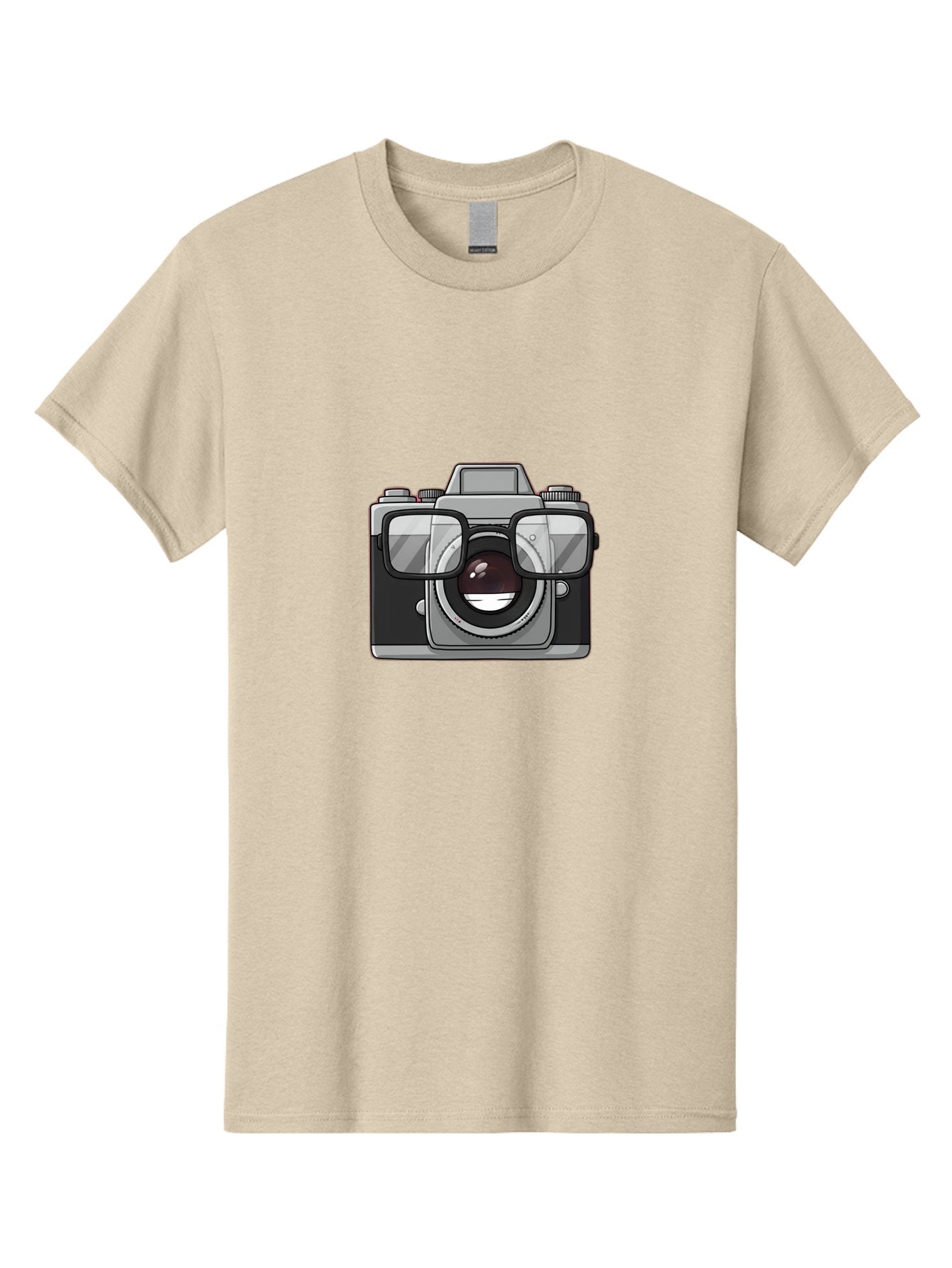 Camera-With-Glasses-1 Men'S Graphic Tee, 100% Cotton, Comfortable Casual Summer Wear, Machine Washable, Camera Wearing Glasses, Digital Art, Photography Equipment, Nerd Camera, Camera Illustration, Photography Humor, Geeky Camera, Bae374 13