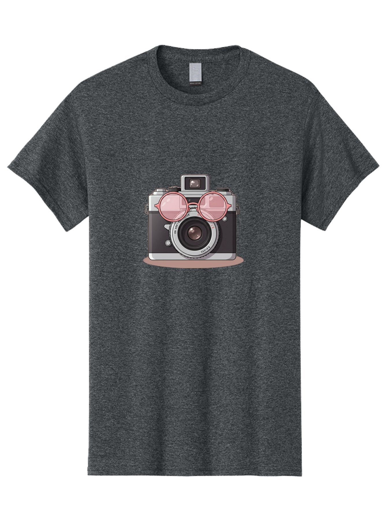 Camera-With-Glasses-2 Men'S Graphic Tee, 100% Cotton, Comfortable Casual Summer Wear, Machine Washable, Vintage Camera, Retro Photography, Cool Glasses, Lens Reflection, Classic Design, Camera Accessories, Stylish Photography Equipment, Bae375 3