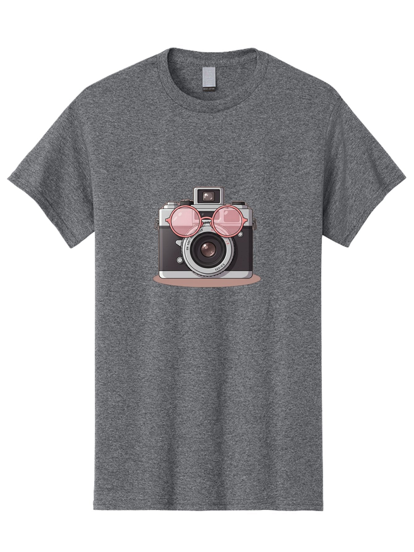 Camera-With-Glasses-2 Men'S Graphic Tee, 100% Cotton, Comfortable Casual Summer Wear, Machine Washable, Vintage Camera, Retro Photography, Cool Glasses, Lens Reflection, Classic Design, Camera Accessories, Stylish Photography Equipment, Bae375