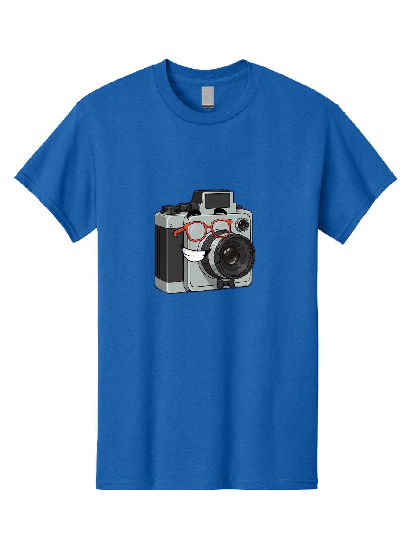 Camera-With-Glasses Men'S Graphic Tee, 100% Cotton, Comfortable Casual Summer Wear, Machine Washable, Cartoon Camera, Vintage Photography, Glasses And Bow Tie, Retro Style, Digital Art, Funny Characters, Creative Concepts, Artistic Expression, Bae376 15
